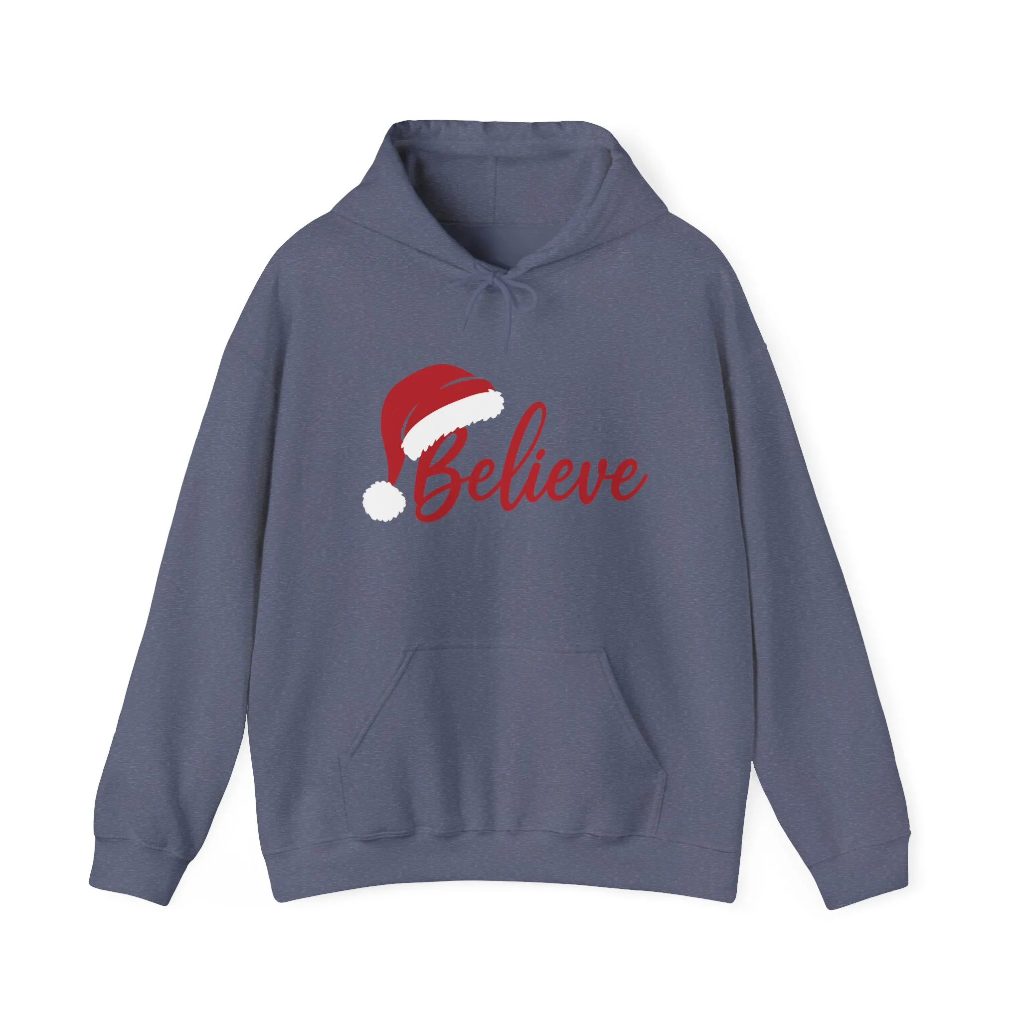 Believe Christmas Women's Hoodie, Minimal Santa Hat Holiday Sweatshirt for Women - Image 2