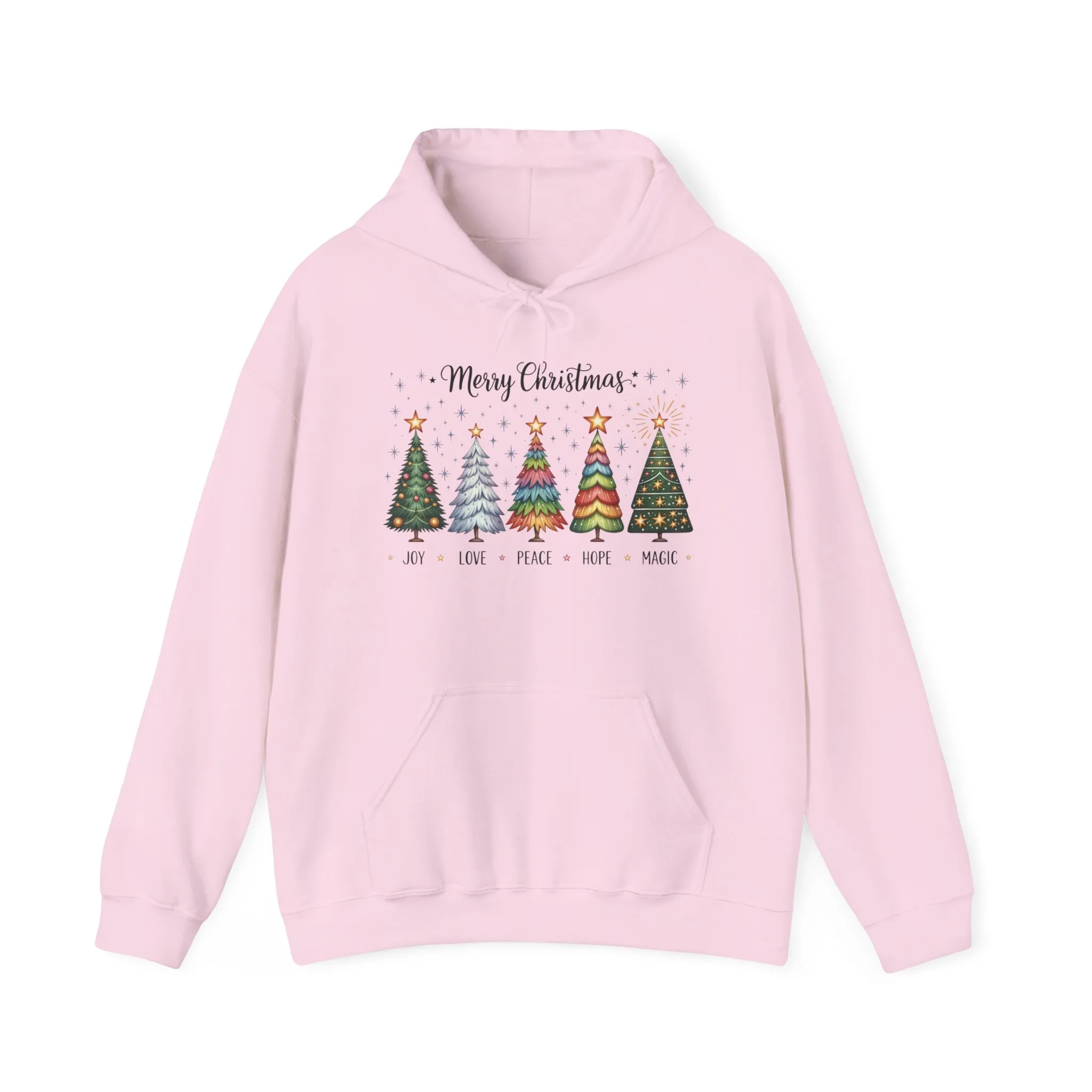 Merry Christmas Women's Hoodie, Joy Love Peace Hope Magic Holiday Hoodie, Women's Heavy Blend™ Hooded Sweatshirt - Image 2