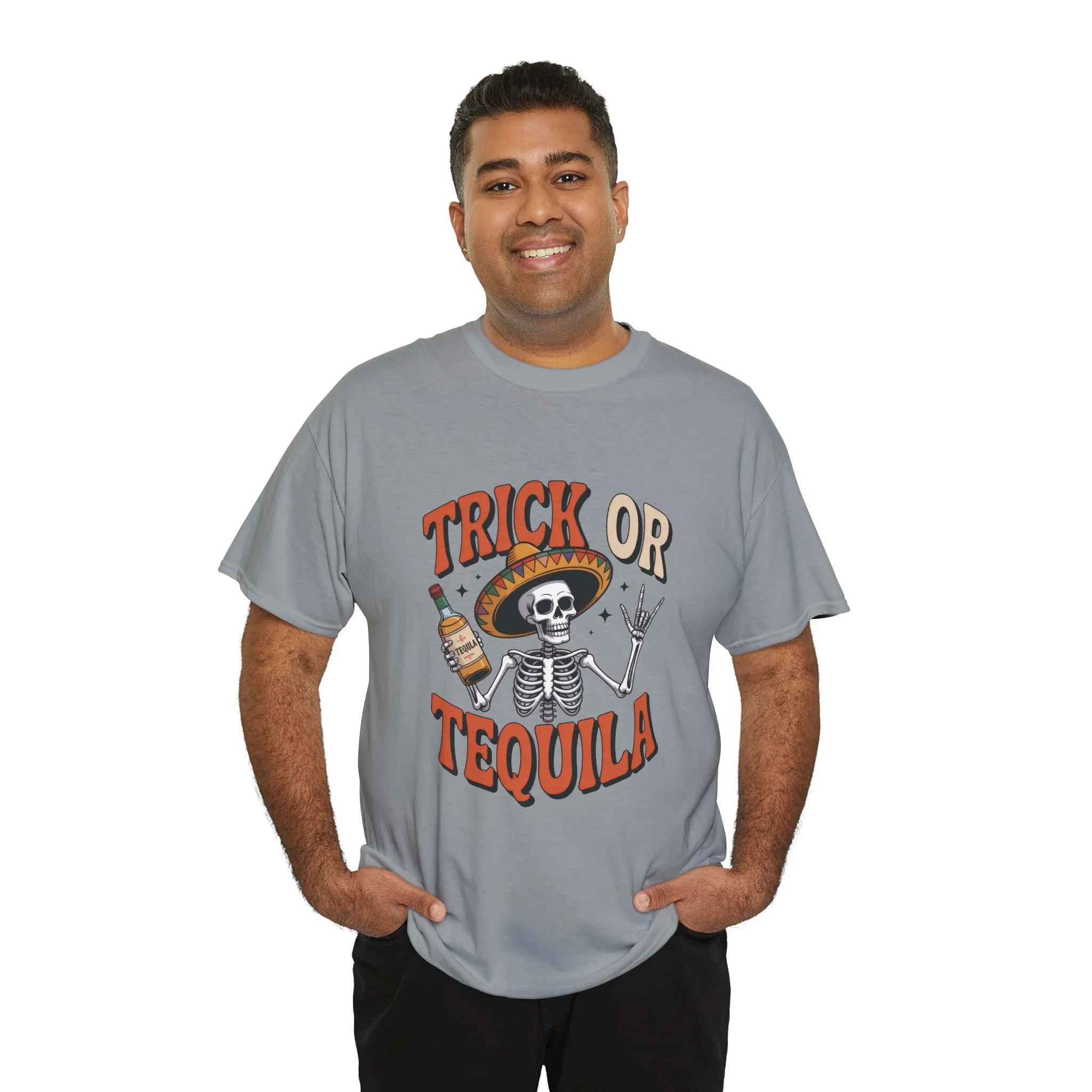 Trick or Tequila Skeleton Men's T-Shirt , Funny Halloween Drinking Party Tee for Men - Image 12
