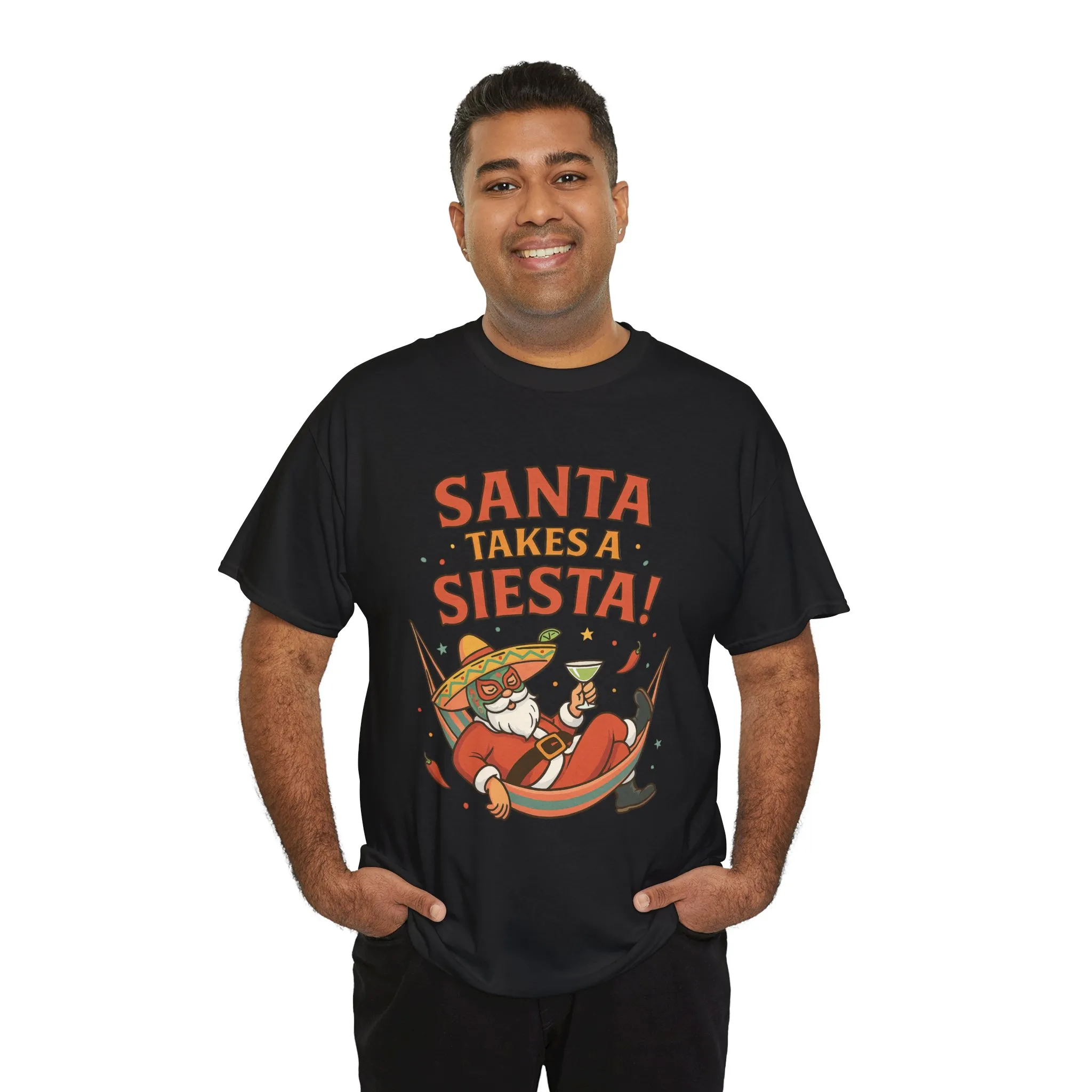 Santa Takes a Siesta Funny Christmas T-Shirt for Men, Mexican Santa Holiday Tee - Image 6