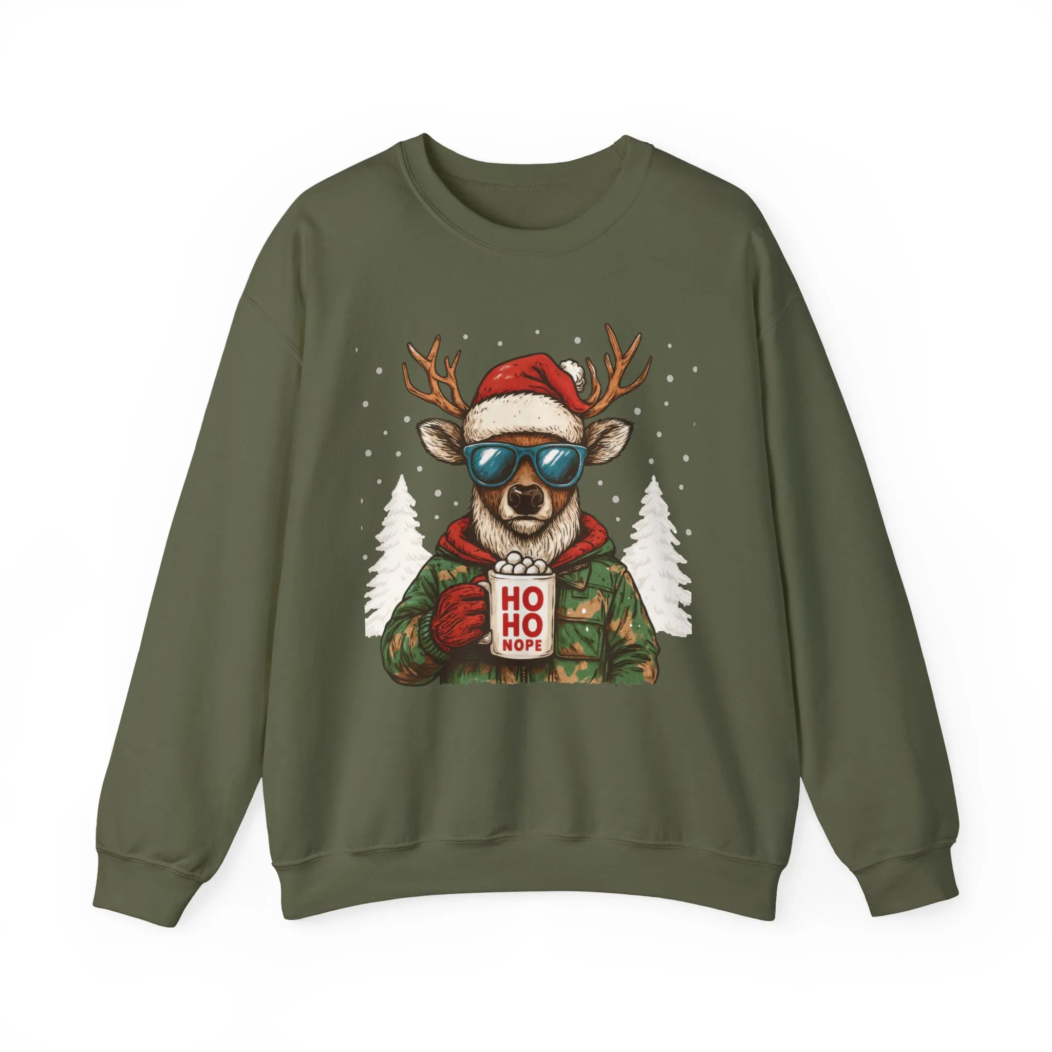 Men's HO HO NOPE Funny Christmas T-Shirt, Cool Reindeer Holiday Tee - Image 10