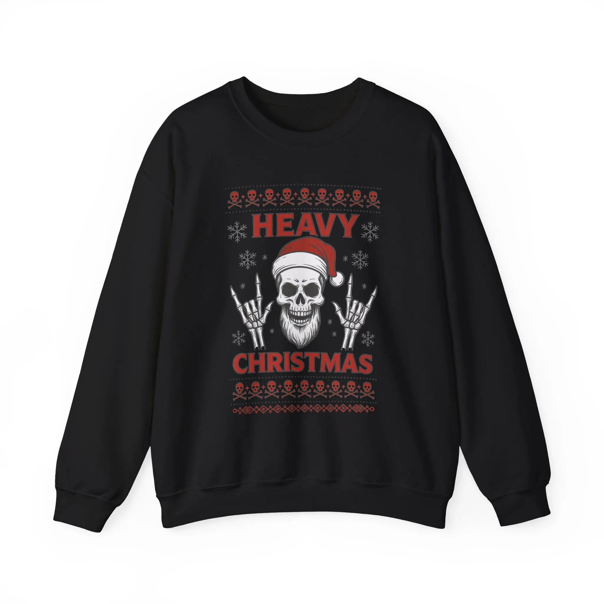 Heavy Christmas Men's Sweatshirt, Metal Santa Skull Holiday Pullover for Men - Image 4