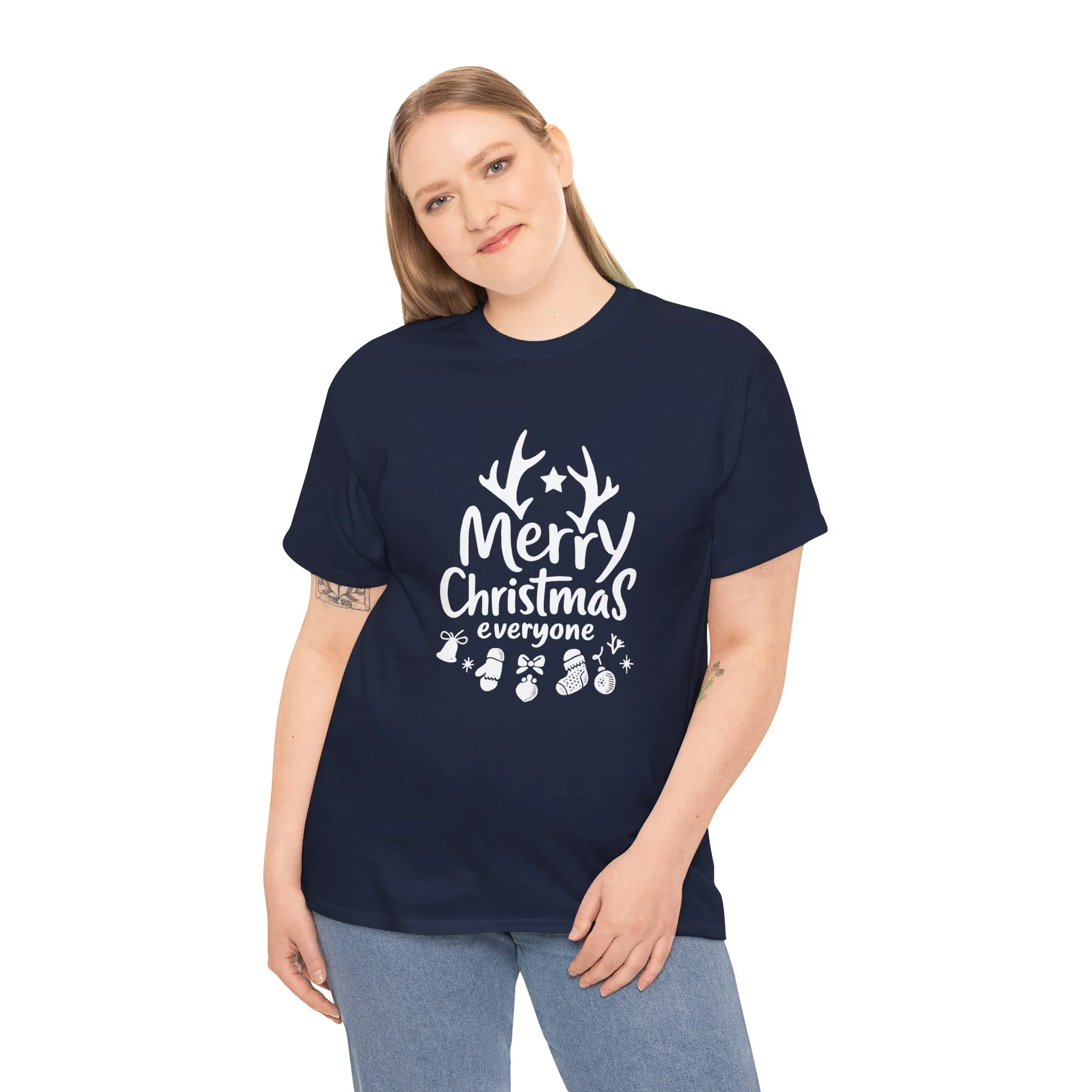 Merry Christmas Everyone Women's T-Shirt, Minimal Holiday Tee, Cute Christmas Gift Heavy Cotton Tee - Image 18
