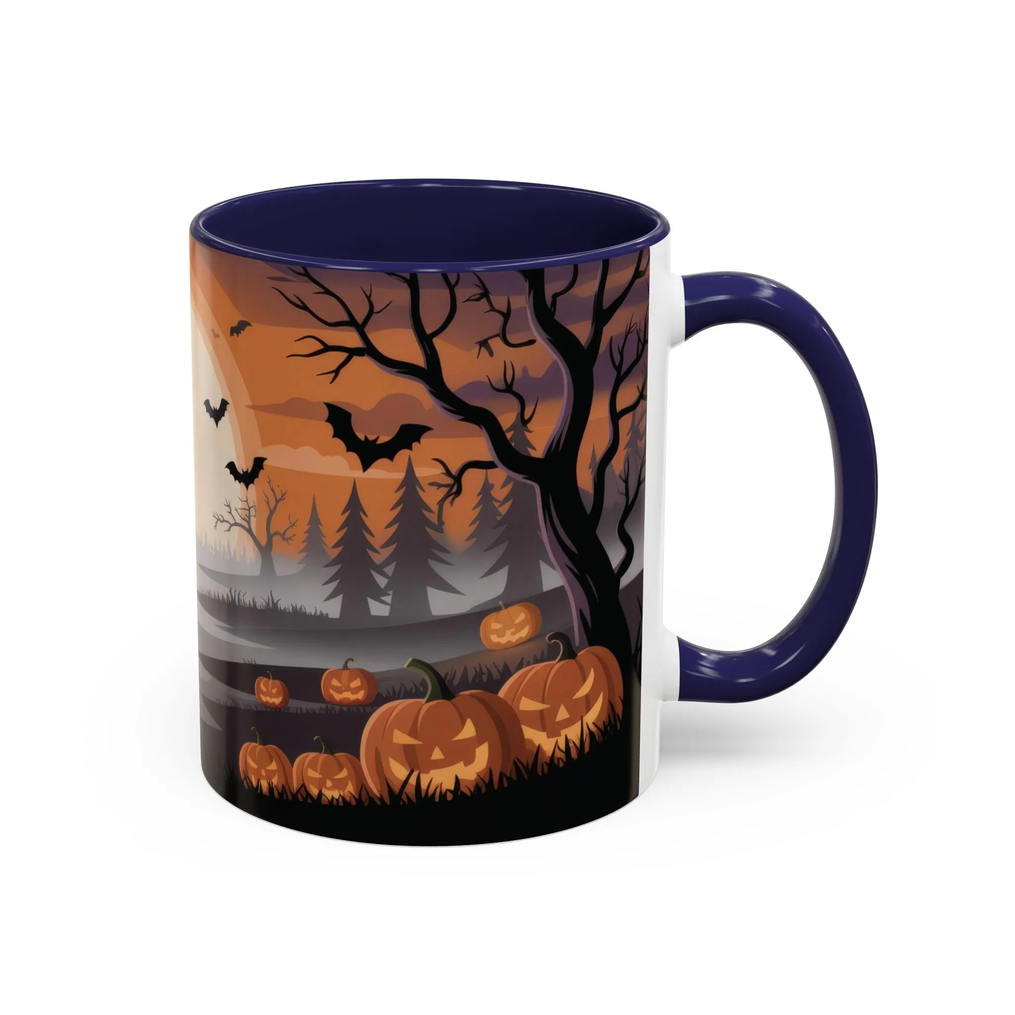 Halloween Pumpkin Forest Mug, Spooky Sunset Landscape Coffee Cup, Gothic Fall Gift for Her - Him, Accent Coffee Mug (11, 15oz) - Image 7