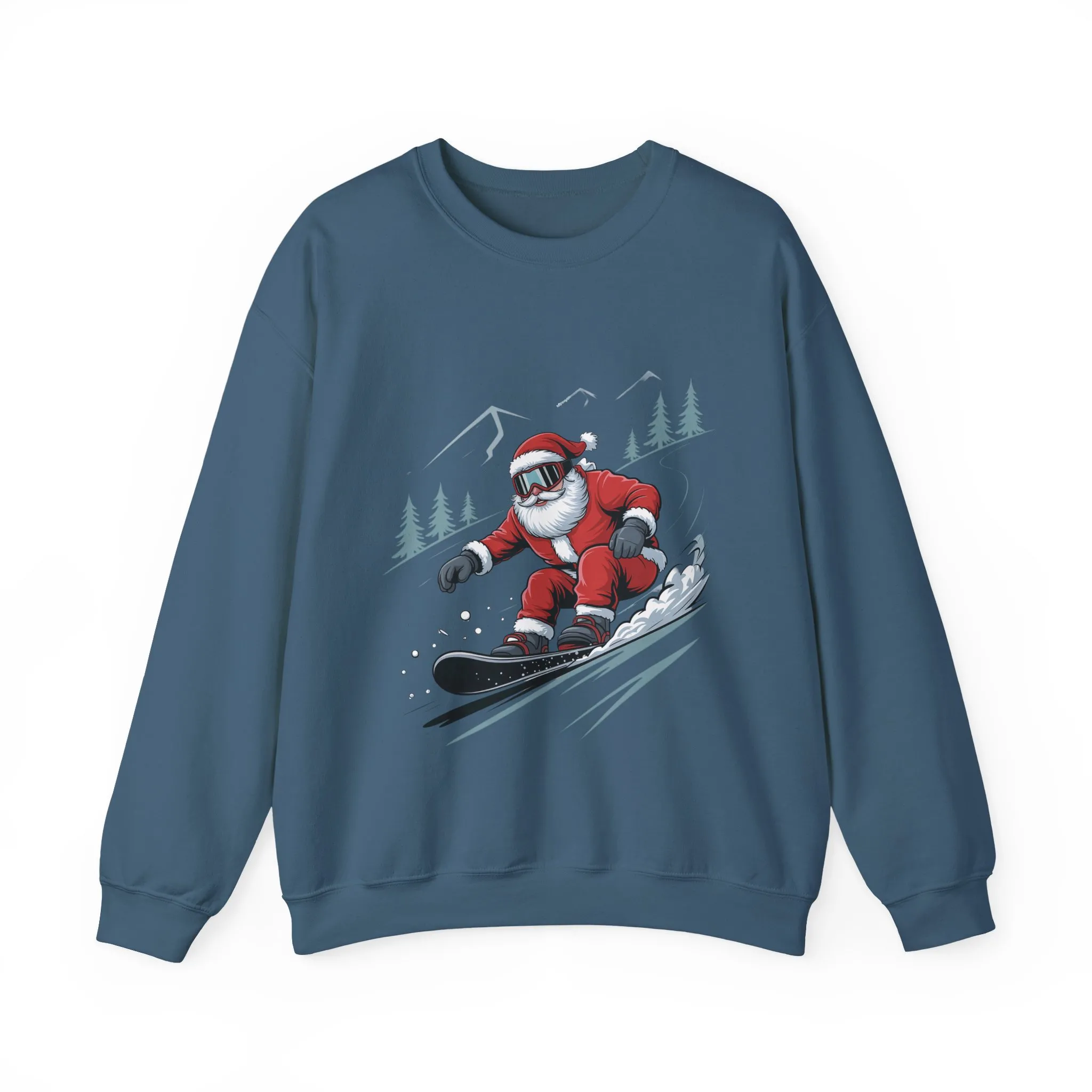 Snowboard Santa Christmas Sweatshirt, Cool Funny Holiday Sweater for Men, Santa Snowboarding Winter Jumper - Image 16