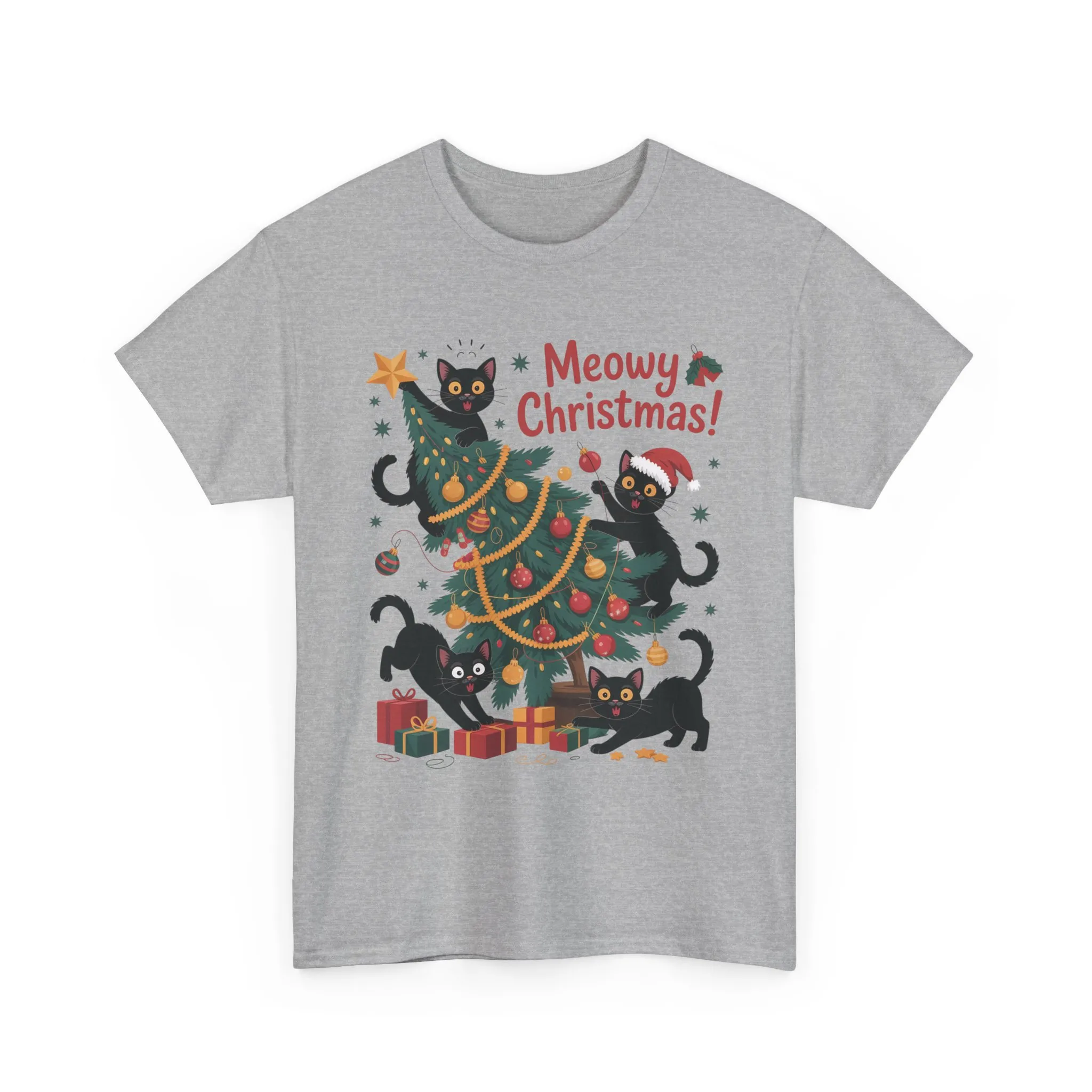 Funny Black Cats Christmas Tree T-Shirt, Cute Cat Lover Holiday Tee, Christmas Cat Chaos Shirt for Women - Image 7