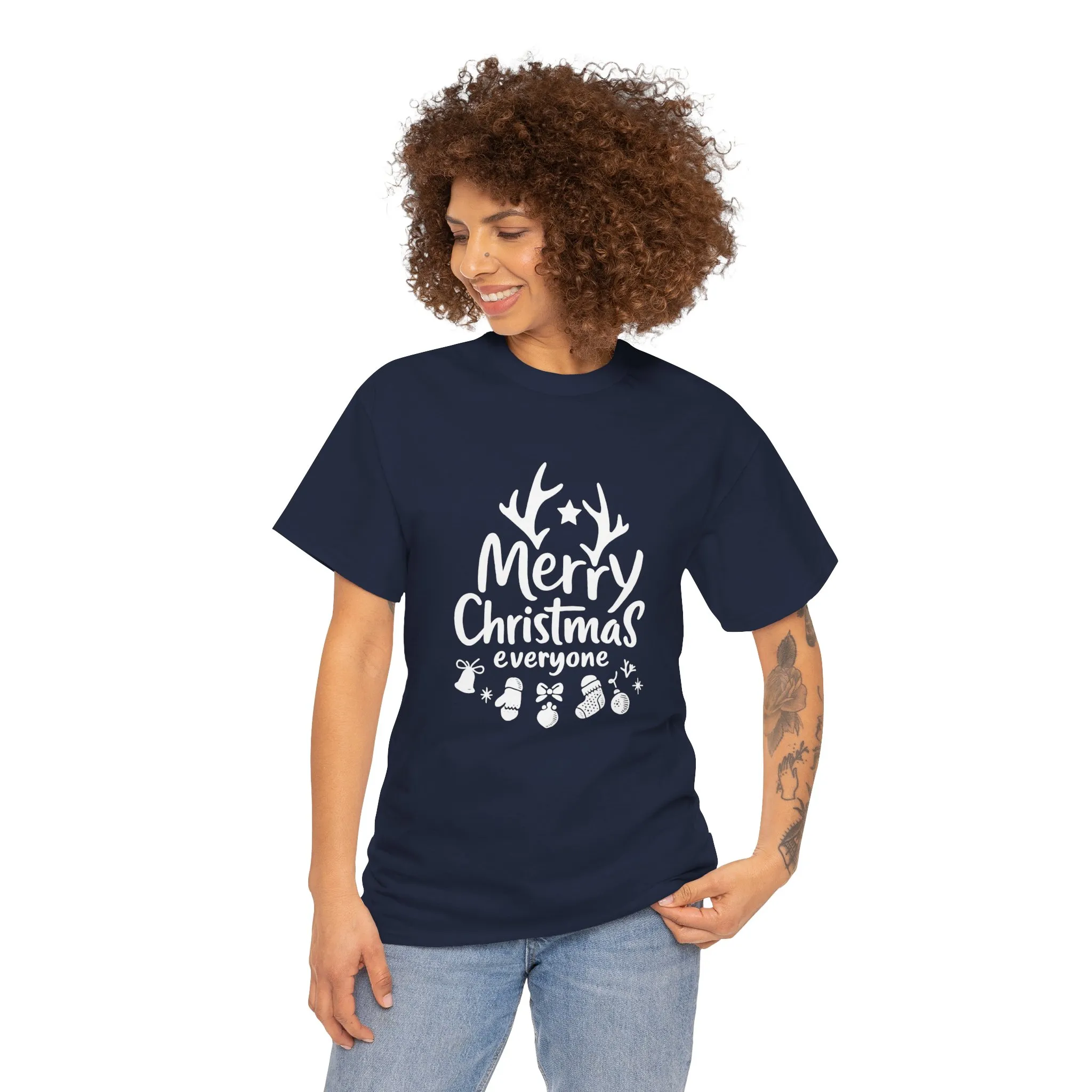 Merry Christmas Everyone Women's T-Shirt, Minimal Holiday Tee, Cute Christmas Gift Heavy Cotton Tee - Image 17