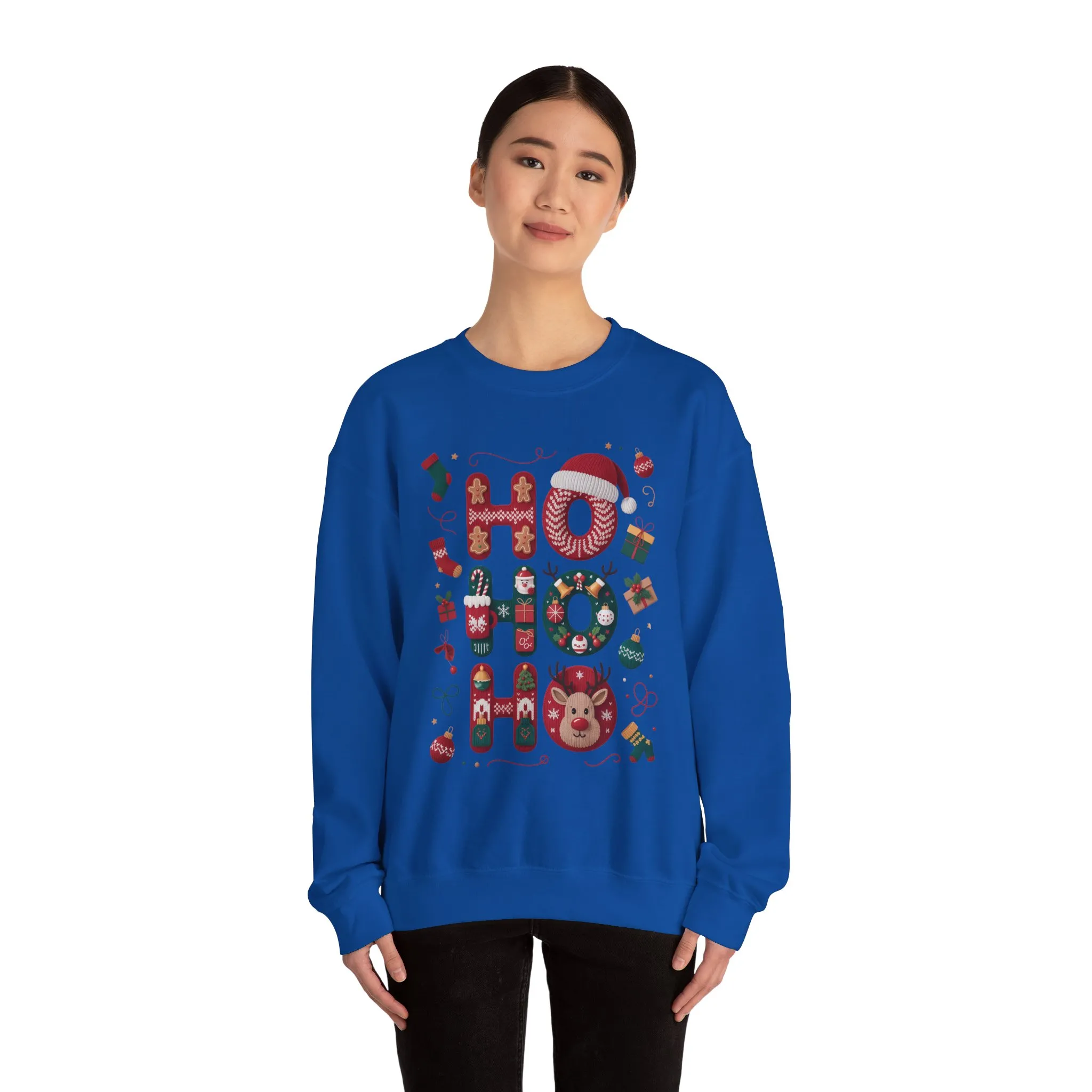 Ho Ho Ho Christmas Sweatshirt, Cute Women's Holiday Hoodie - T-Shirt, Festive Gingerbread - Reindeer Design, Cozy Winter Christmas Jumper - Image 20