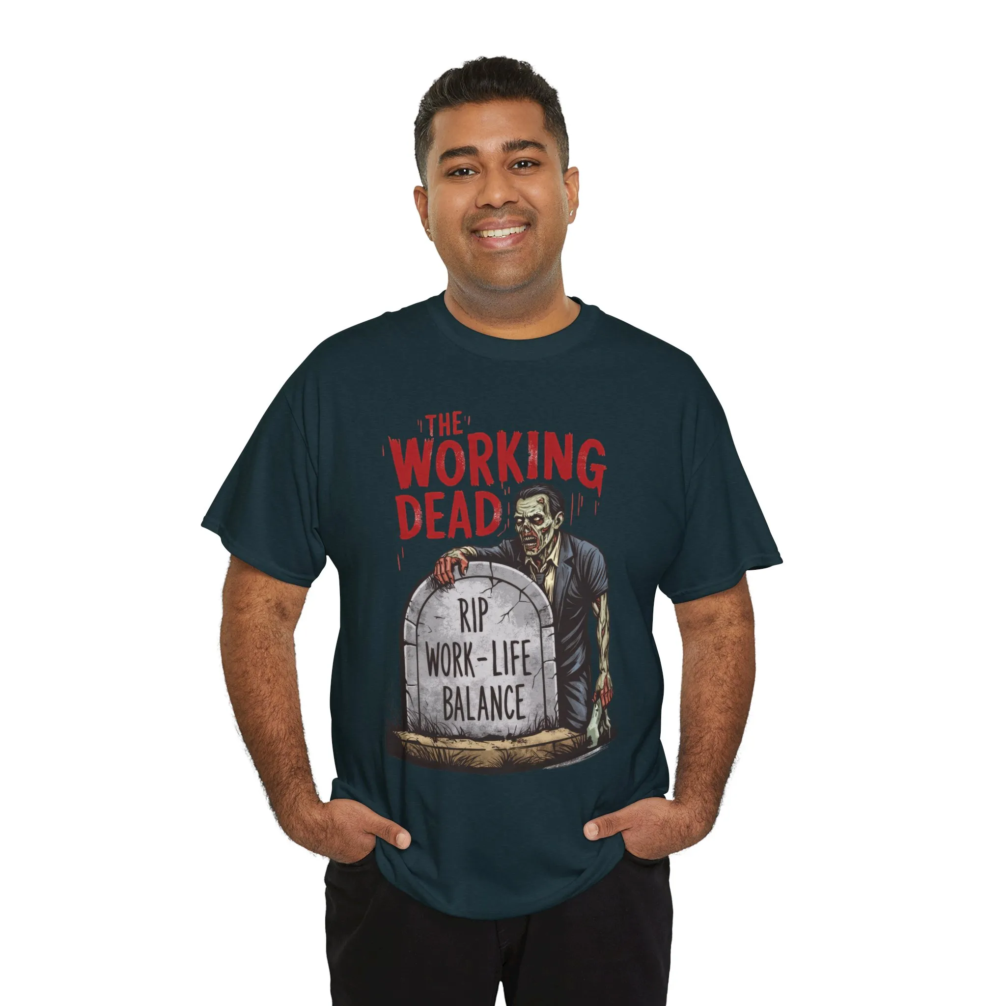 The Working Dead Shirt Men, Funny Work Life Balance Zombie Tee, RIP Work Shirt, Halloween Tee - Image 15