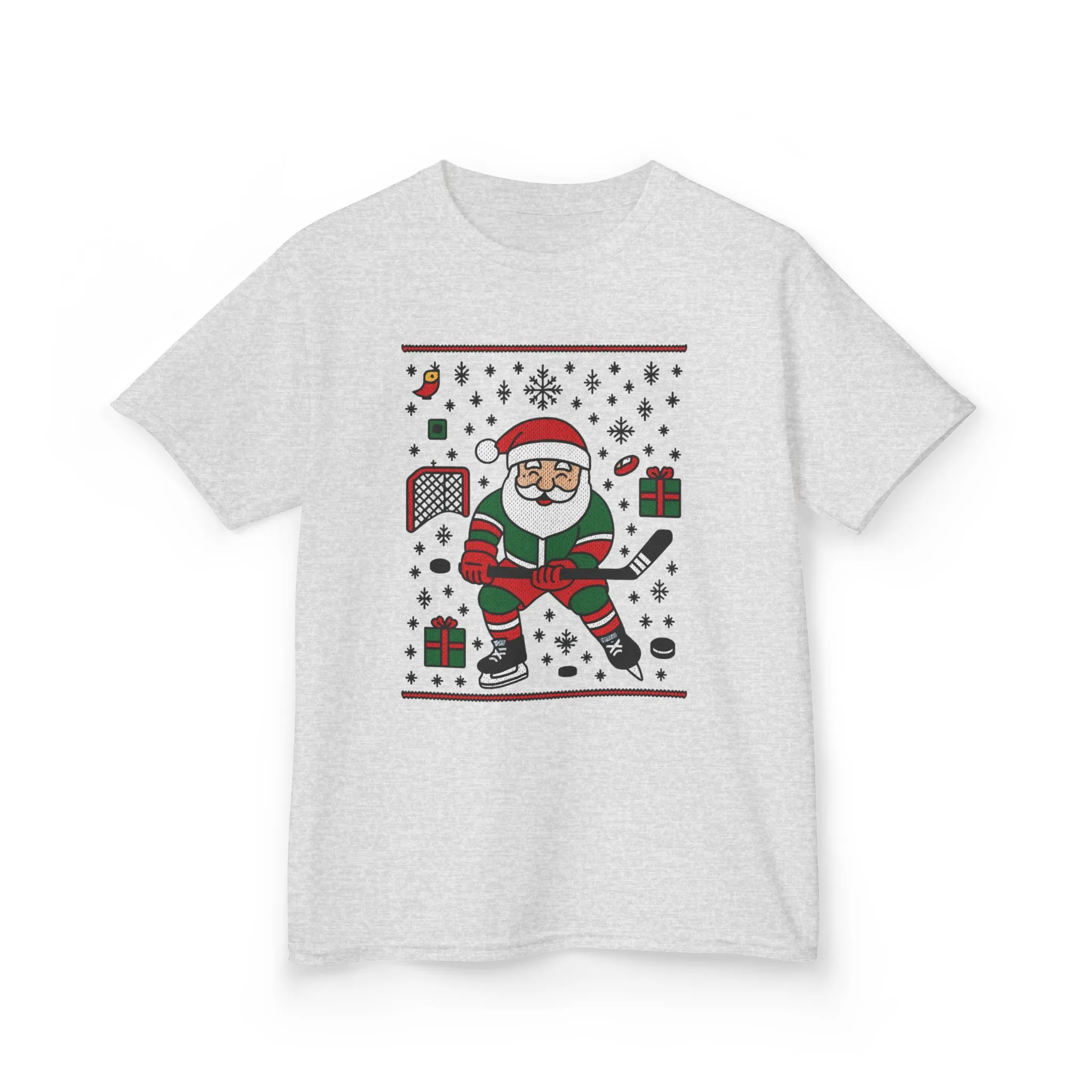 Hockey Santa Youth Christmas T-Shirt, Funny Holiday Sports Tee for Boys - Image 4