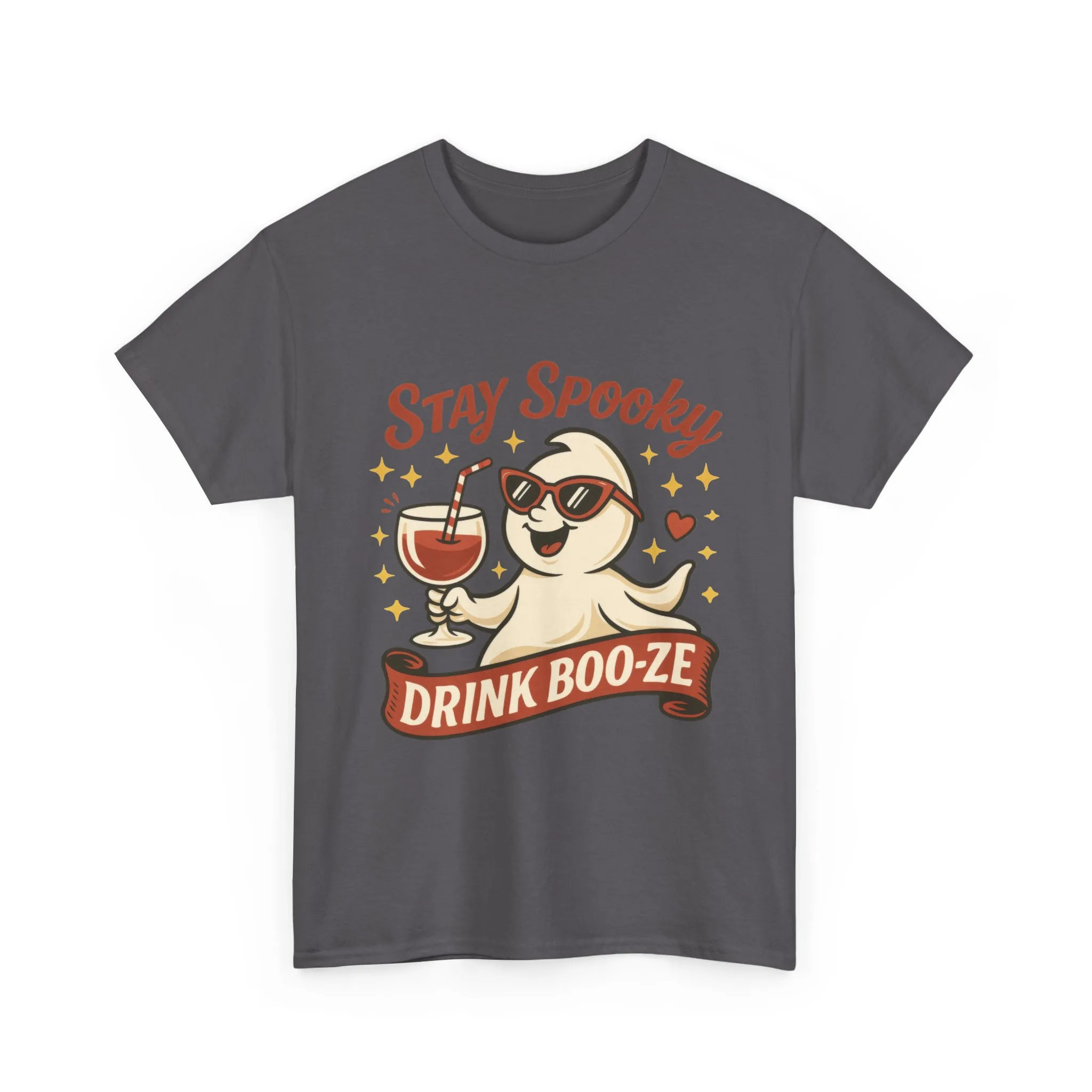 Stay Spooky Drink Boo-ze Women's T-Shirt, Funny Ghost Wine Halloween Party Graphic Tee - Image 13