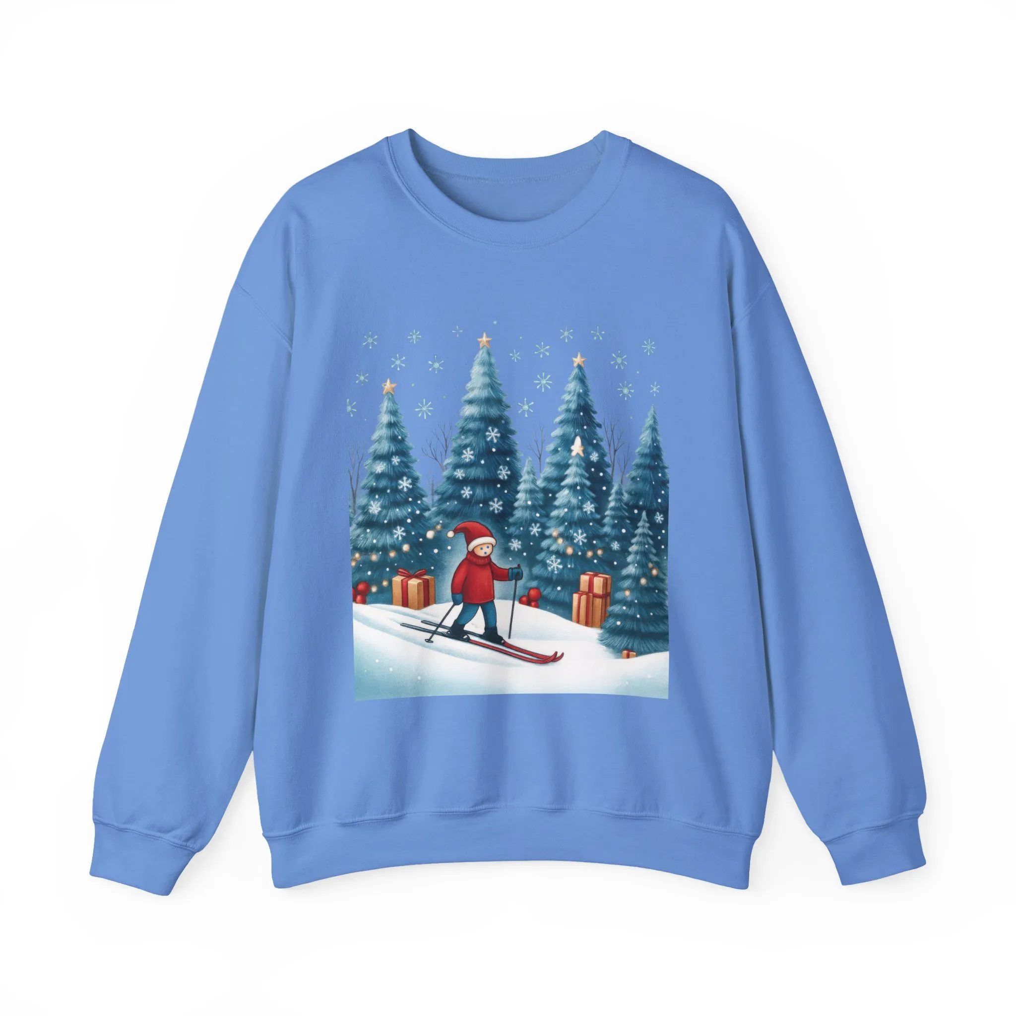 Womens Christmas Skiing Sweatshirt, Cozy Winter Holiday Pullover, Women's Heavy Blend™ Crewneck Sweatshirt - Image 2