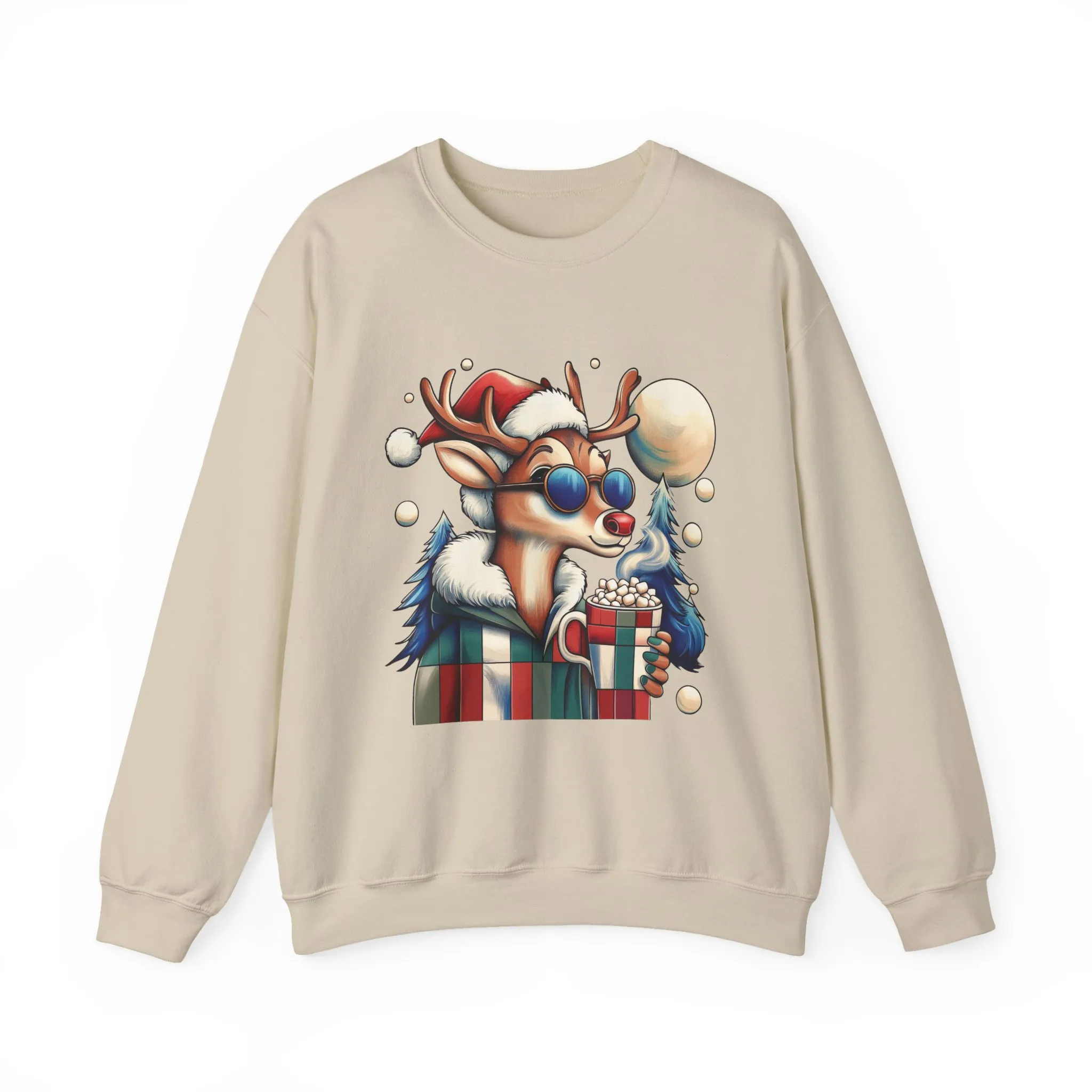 Cool Reindeer Christmas Sweatshirt, Funny Holiday Pullover for Men, Men's Heavy Blend™ Crewneck Sweatshirt - Image 7