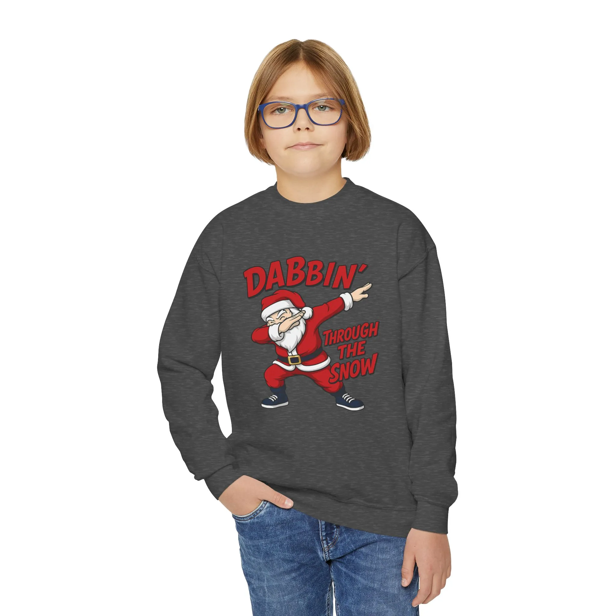 Dabbin Santa Youth Christmas Sweatshirt, Funny Holiday Jumper for Boys - Image 11