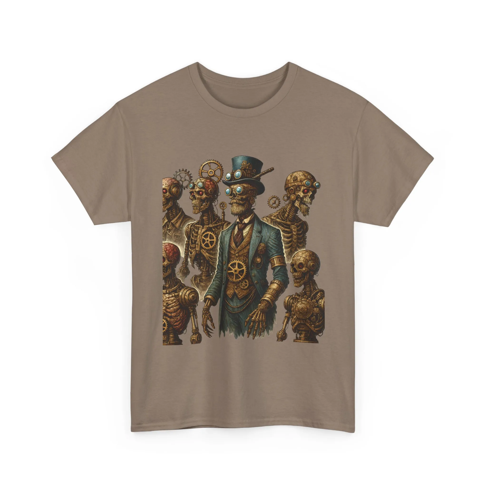 Steampunk Skeleton Gentleman T-Shirt, Vintage Mechanical Robot Skull Design, Gothic Industrial Cyberpunk Tee for Men - Image 10