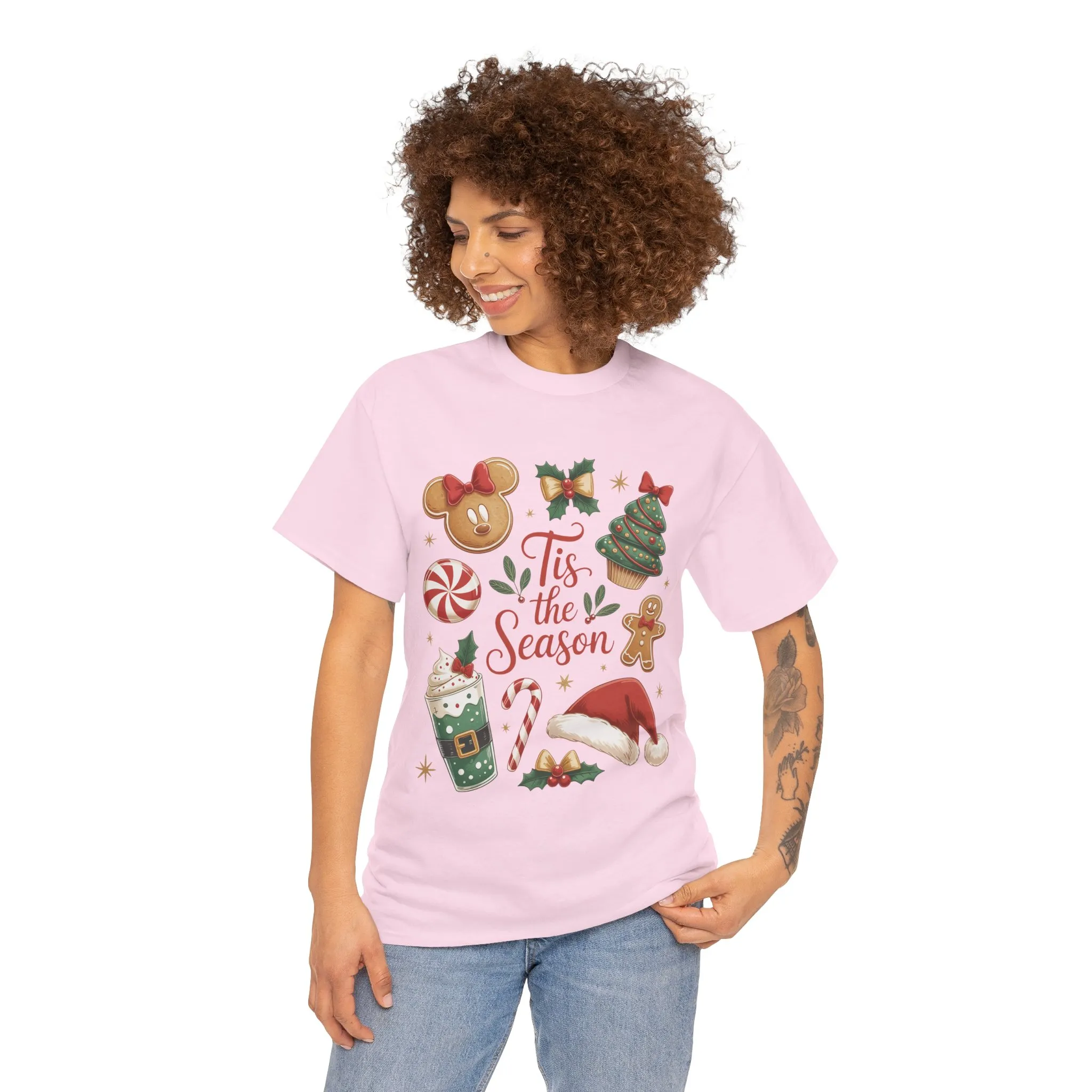 Women's Tis the Season Christmas Shirt, Cute Holiday Cookie - Coffee Tee, Women's Heavy Cotton Tee - Image 20