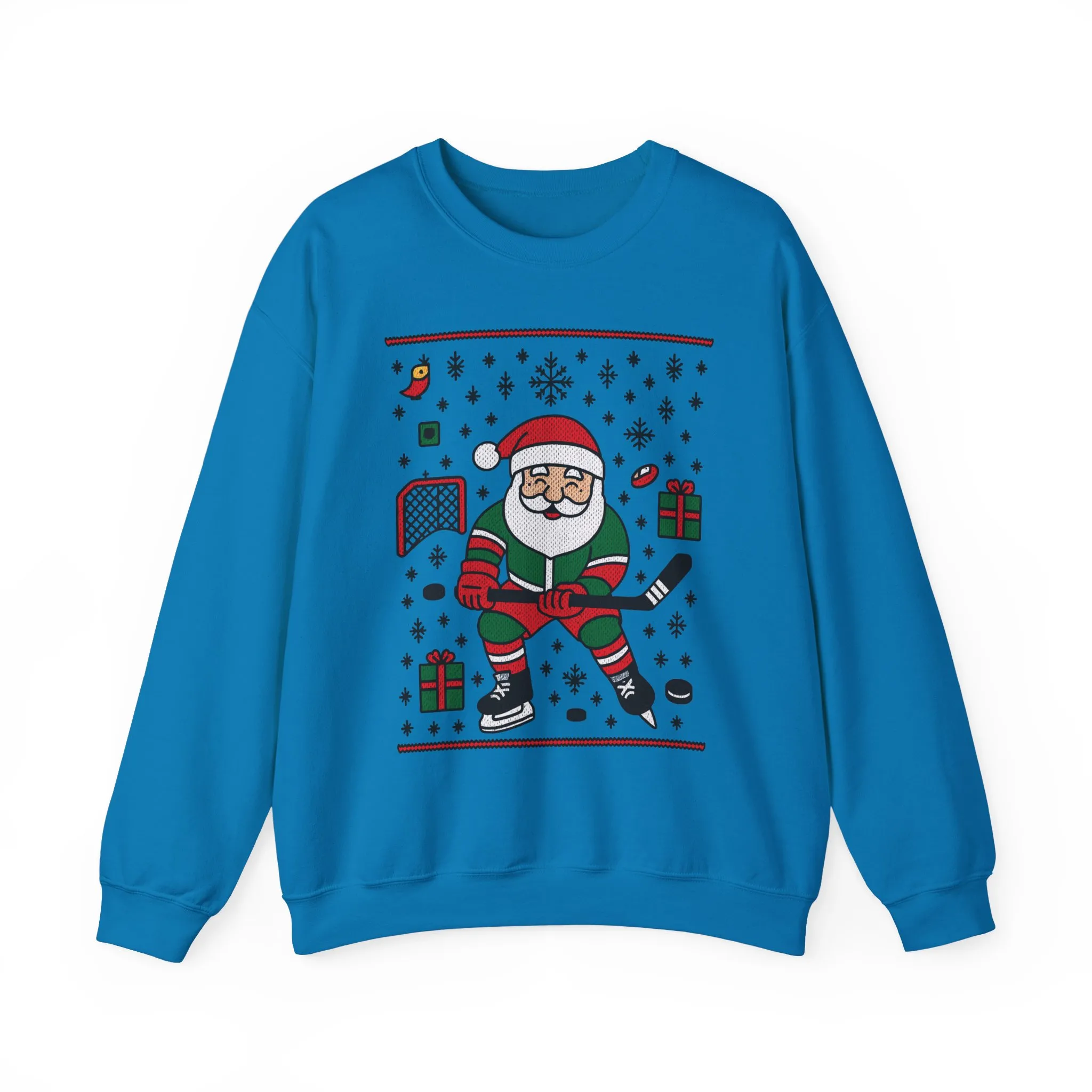 Hockey Santa Men's Christmas Sweatshirt, Funny Sports Holiday Jumper - Image 19