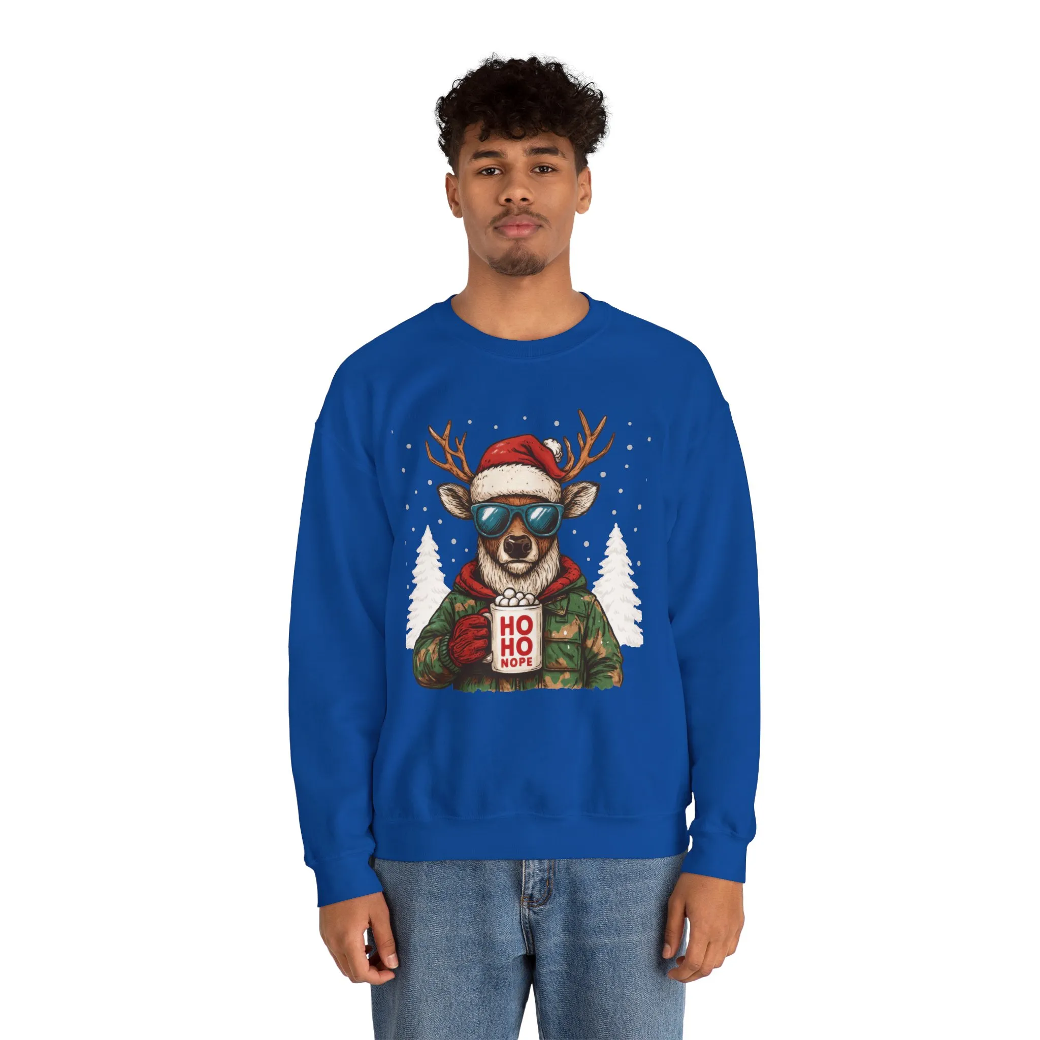 Men's HO HO NOPE Funny Christmas T-Shirt, Cool Reindeer Holiday Tee - Image 23