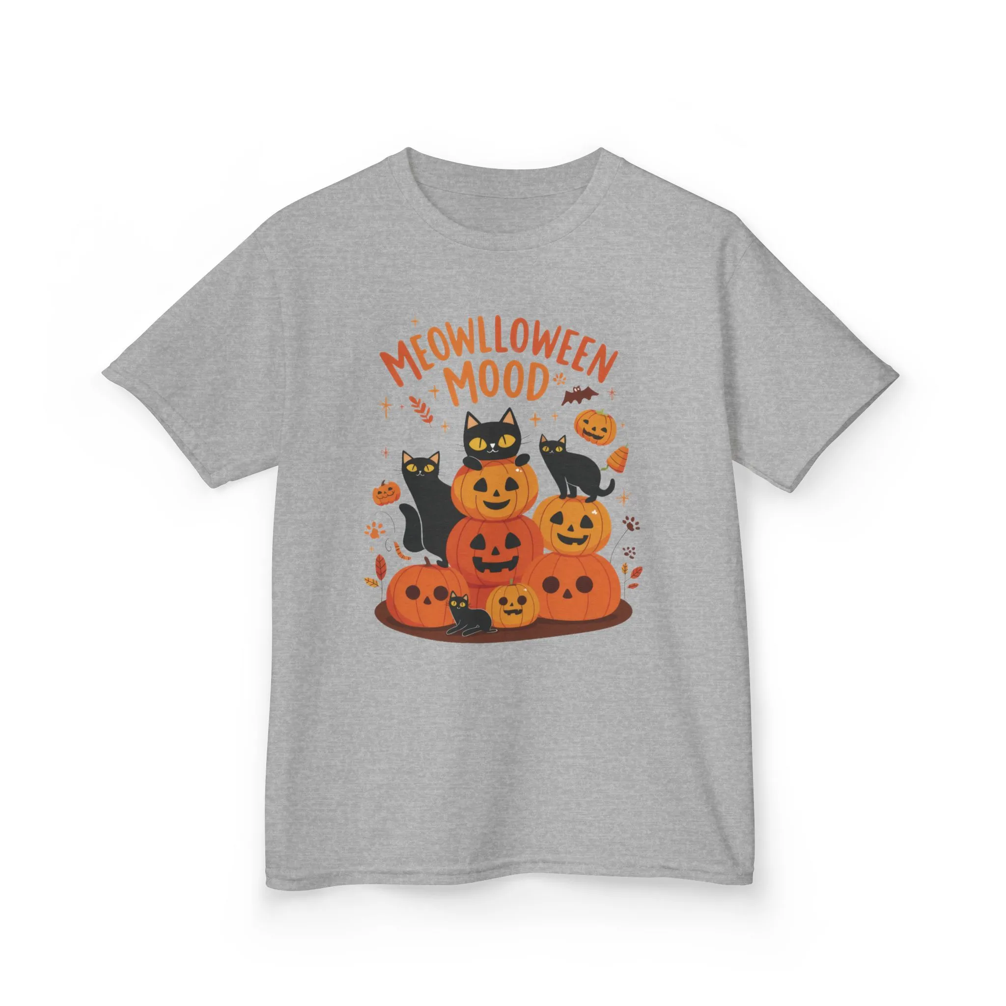 Meowlloween Mood Kids Shirt, Cute Black Cat Halloween T-Shirt for Girls and Boys, Funny Pumpkin Cat Tee, Cozy Fall Cat Lover Gift - Image 10