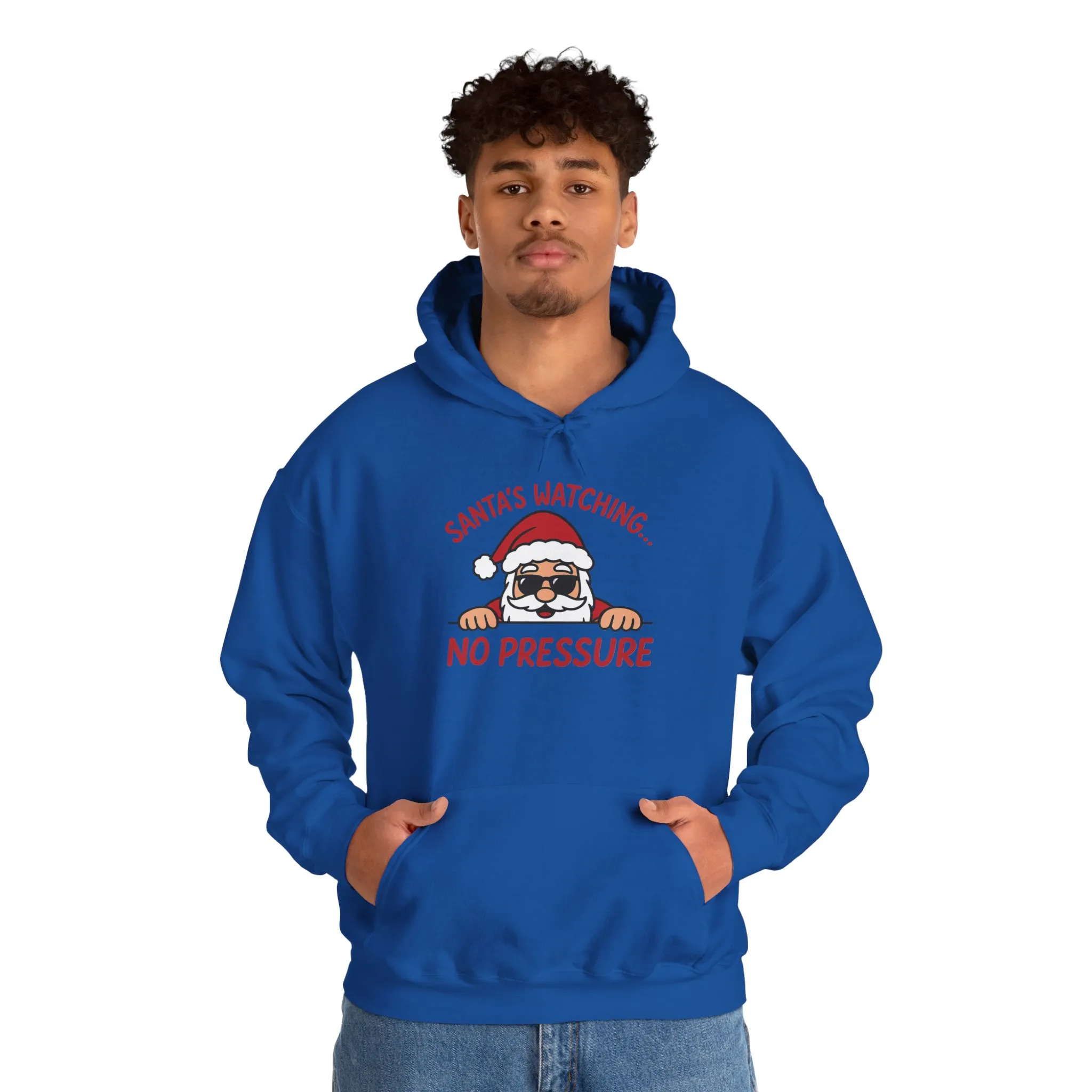 Santa's Watching No Pressure Men's Christmas Hoodie, Funny Holiday Sweatshirt - Image 19