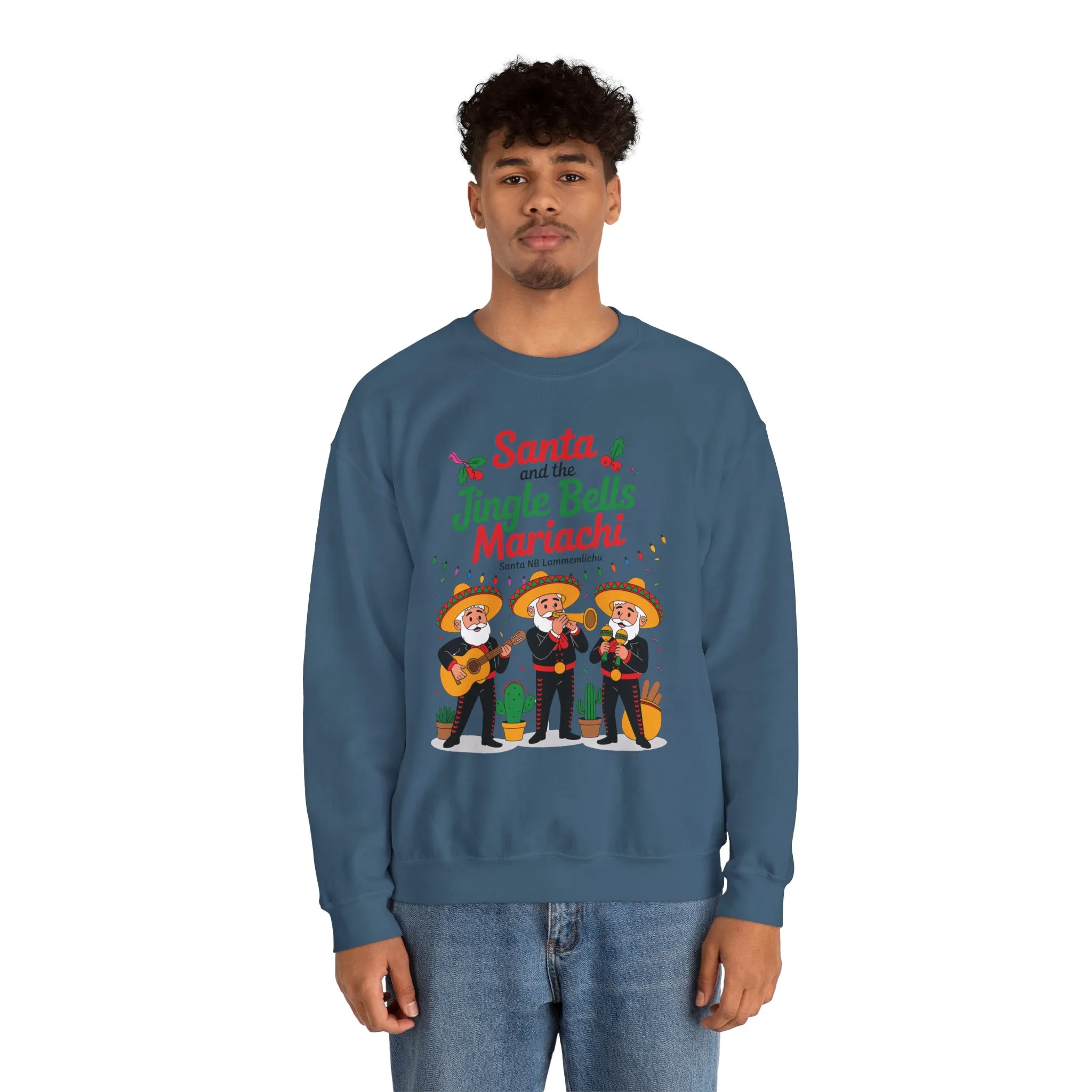 Santa and the Jingle Bells Mariachi Sweatshirt, Funny Mexican Christmas Jumper, Latin Holiday Fiesta Pullover - Image 17