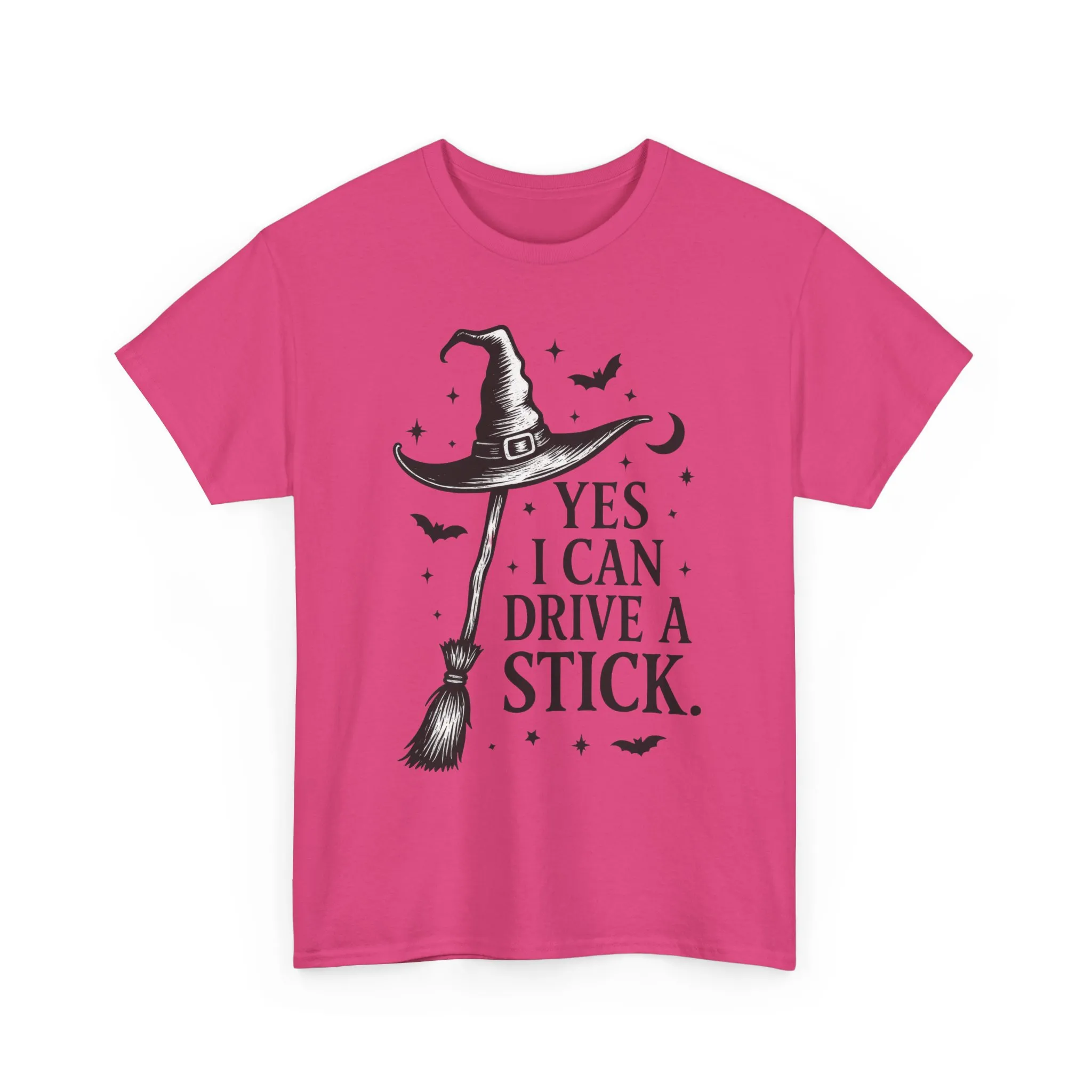 Yes I Can Drive a Stick Witch Hat Broom Halloween Women's T-Shirt, Funny Spooky Graphic Tee, Witch Shirt - Image 22