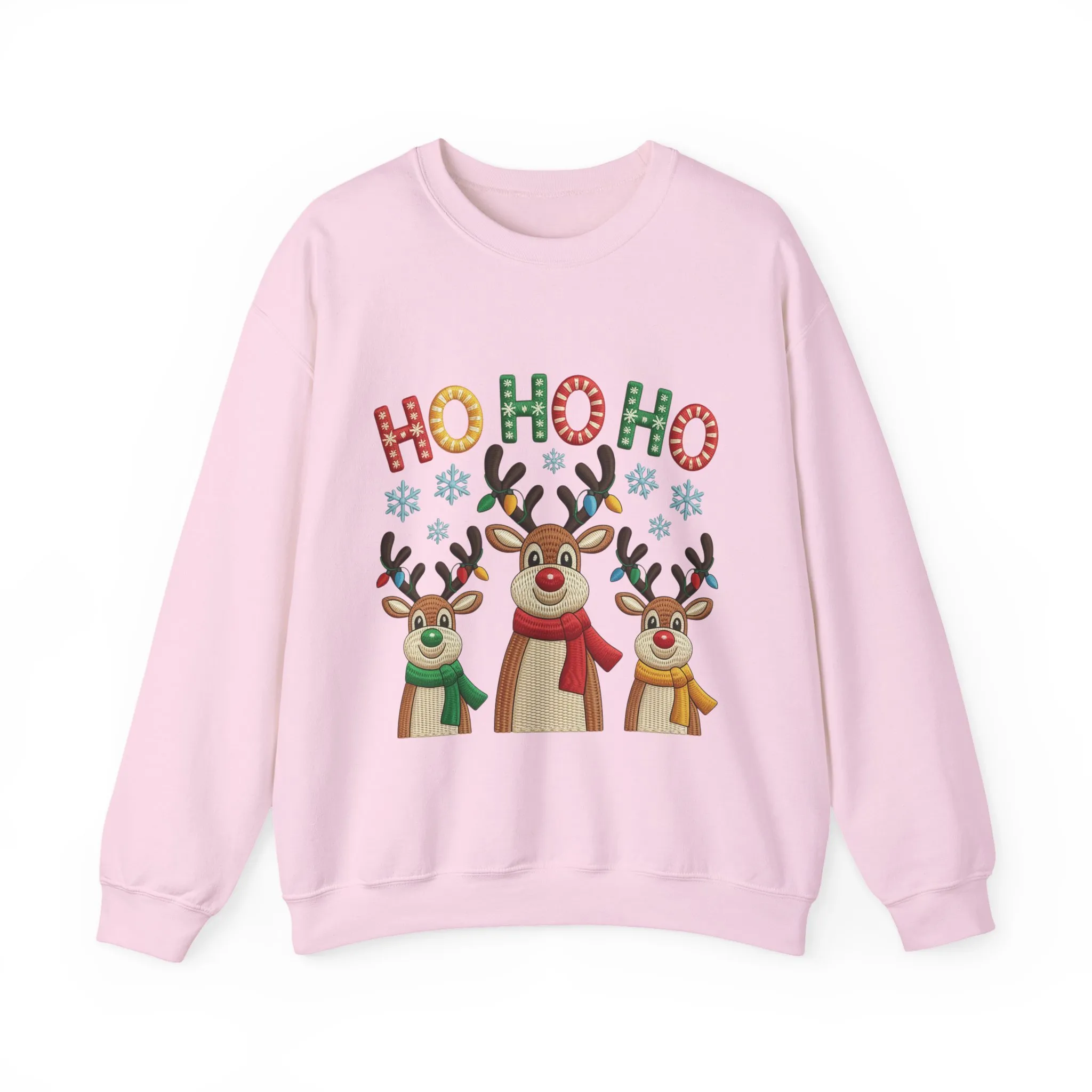 Ho Ho Ho Reindeer Christmas Sweatshirt, Cute Holiday Pullover for Women - Image 19