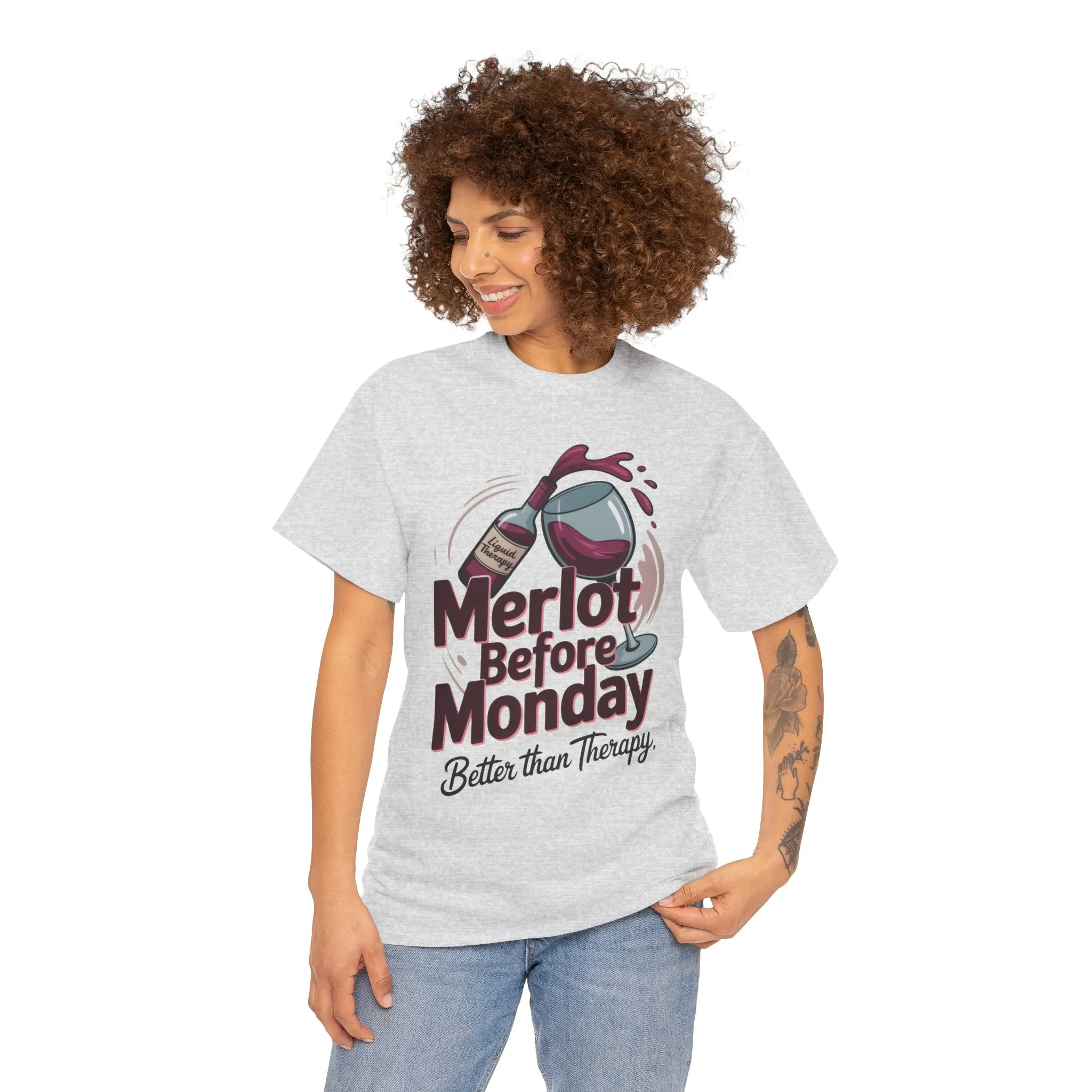 Merlot Before Monday Shirt Women, Funny Wine Tee, Better Than Therapy Tee, Wine Lover Gift - Image 8