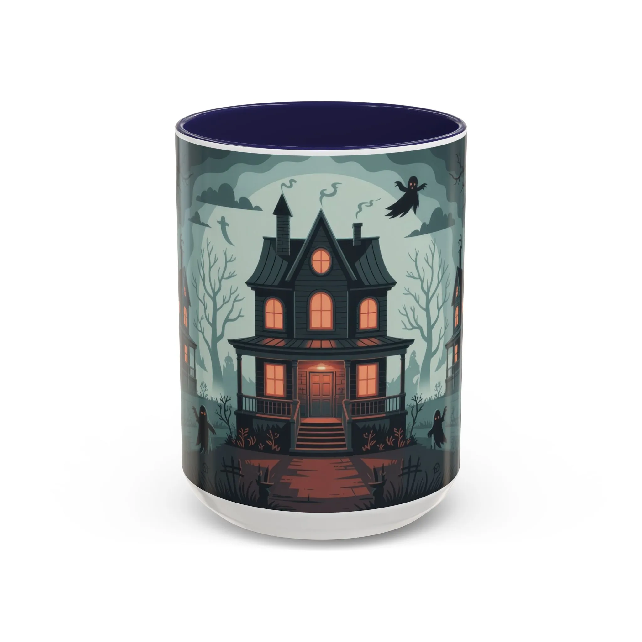 Haunted Mansion Mug, Ghostly Gothic Forest Coffee Cup, Spooky Haunted House Halloween Gift for Horror Lovers, Accent Coffee Mug (11, 15oz) - Image 2
