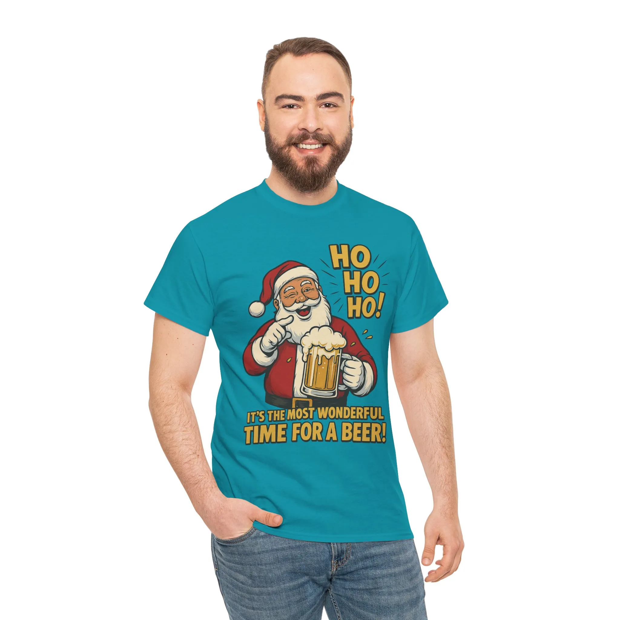 Funny Santa Beer Christmas T-Shirt, Men's Holiday Party Tee - Image 26