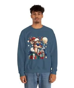 Cool Reindeer Christmas Sweatshirt, Funny Holiday Pullover for Men, Men's Heavy Blend™ Crewneck Sweatshirt
