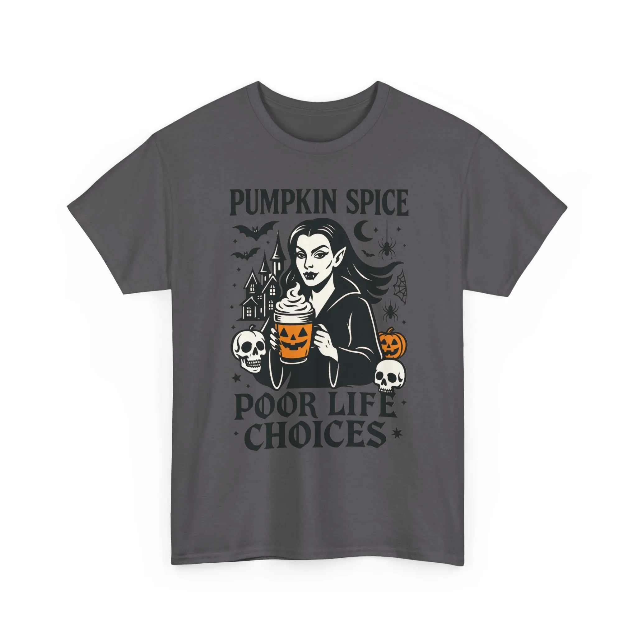 Pumpkin Spice Poor Life Choices Women's T-Shirt, Funny Vampire Coffee Halloween Graphic Tee - Image 10