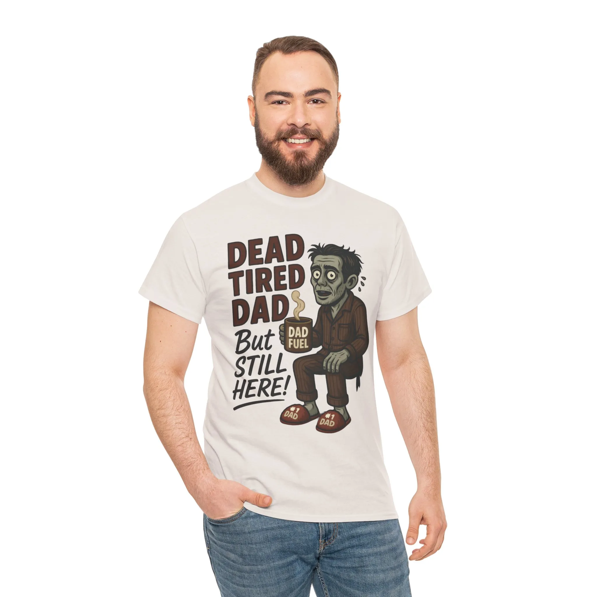 Dead Tired Dad Funny Zombie Coffee Men's T-Shirt, Father's Day Gift for Men, Dad Fuel Graphic Tee, Halloween Dad Tee - Image 29