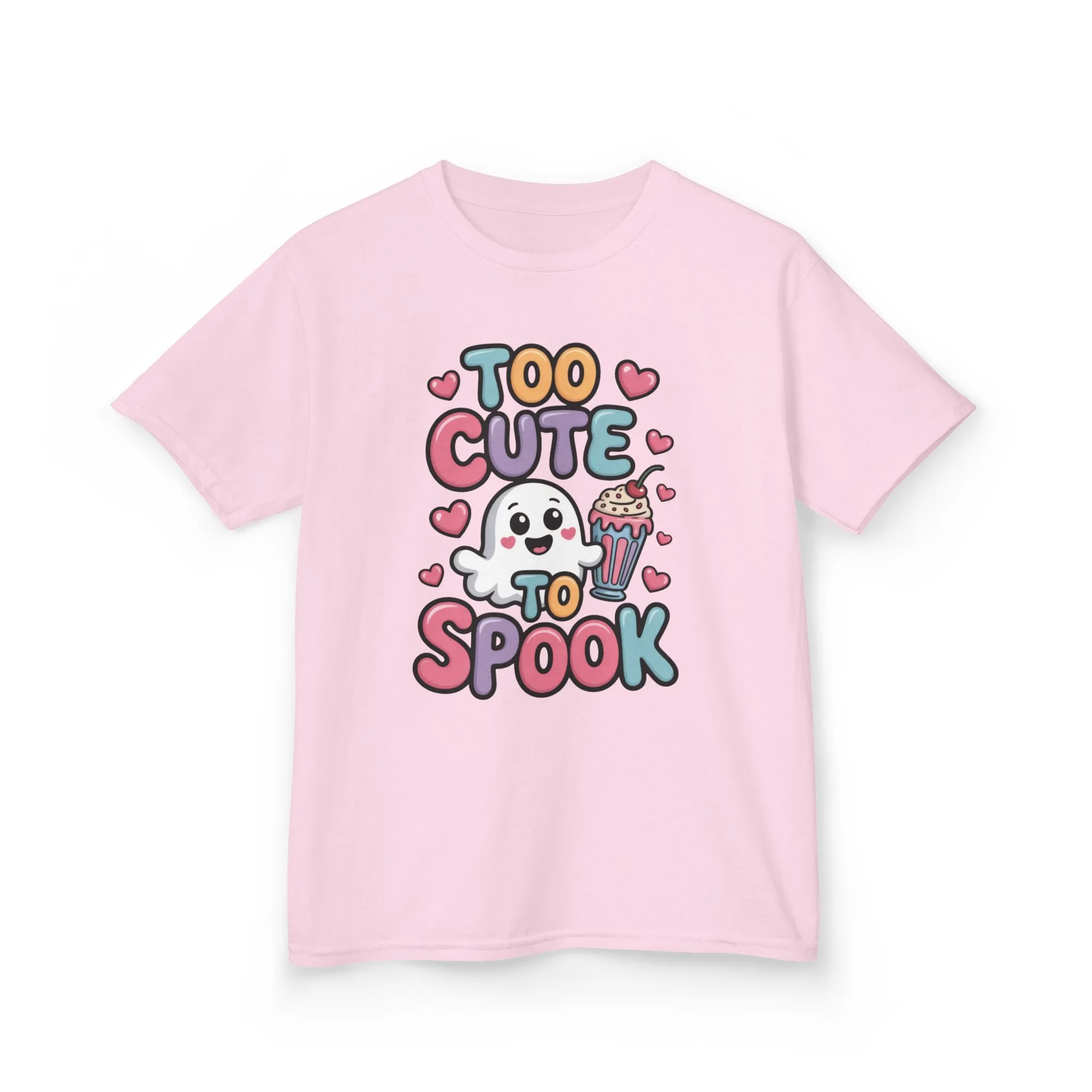 Kids Too Cute To Spook T-Shirt, Cute Ghost Milkshake Shirt, Kawaii Halloween Tee for Boys & Girls - Image 15