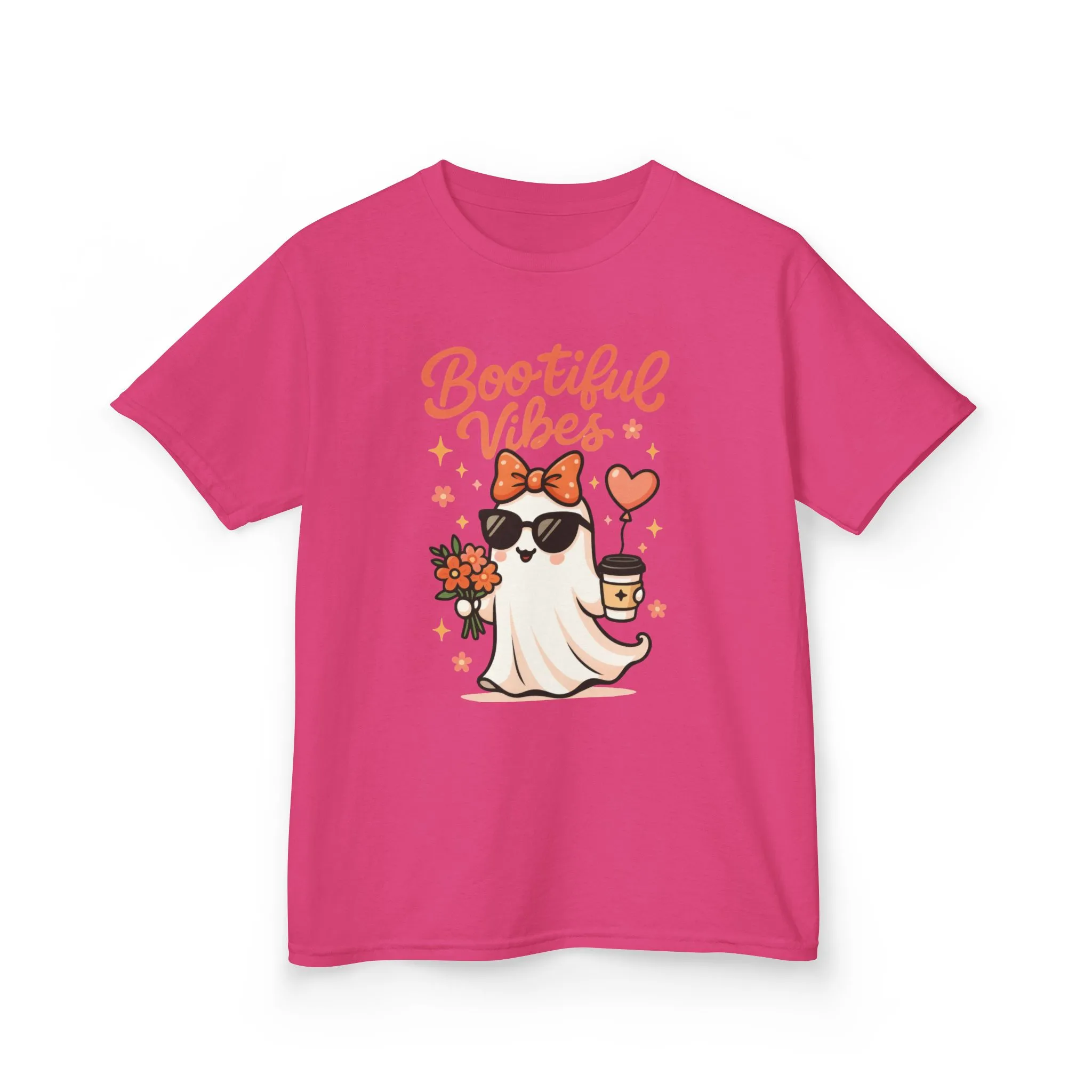 Girls Halloween Ghost T-Shirt, Cute Bootiful Vibes Tee for Kids, Fun Spooky Season Shirt, Tween Girl Outfit Gift, Kids Heavy Cotton™ Tee - Image 17