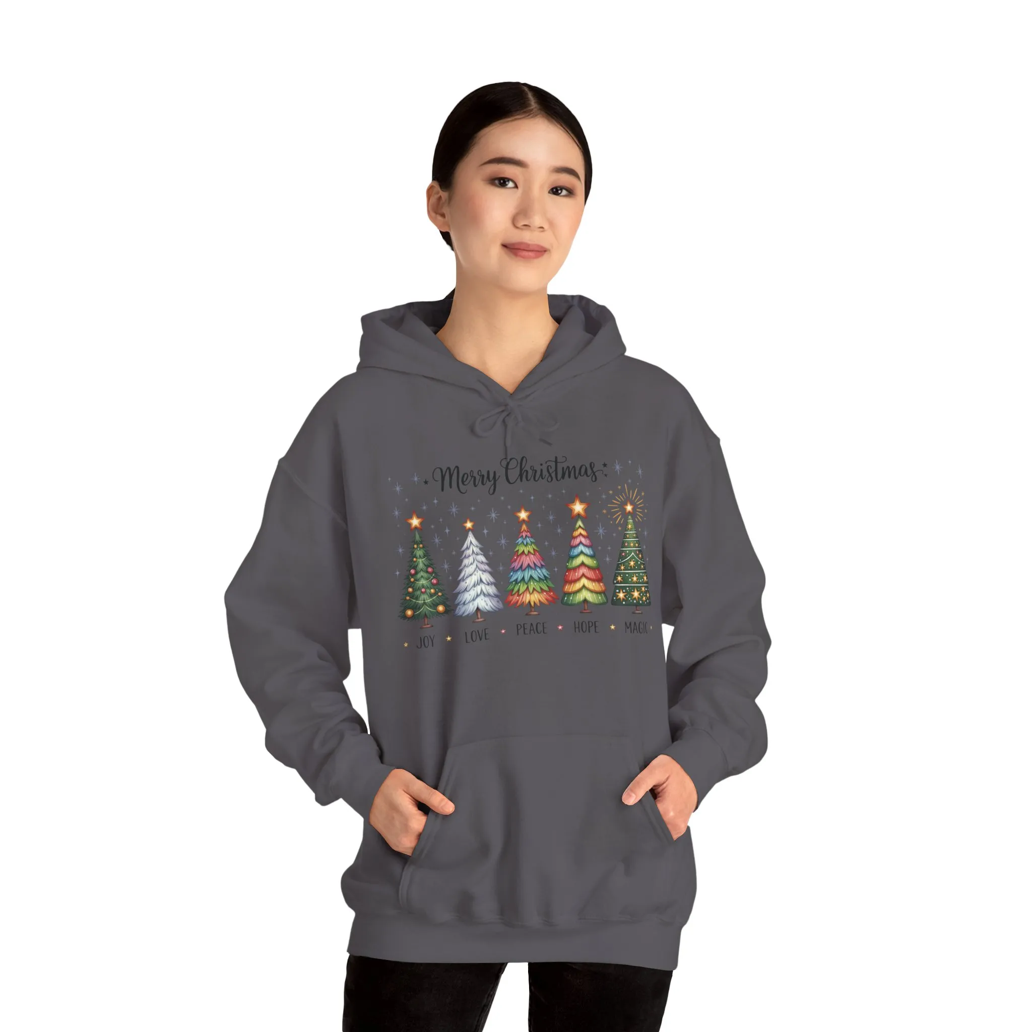 Merry Christmas Women's Hoodie, Joy Love Peace Hope Magic Holiday Hoodie, Women's Heavy Blend™ Hooded Sweatshirt - Image 19