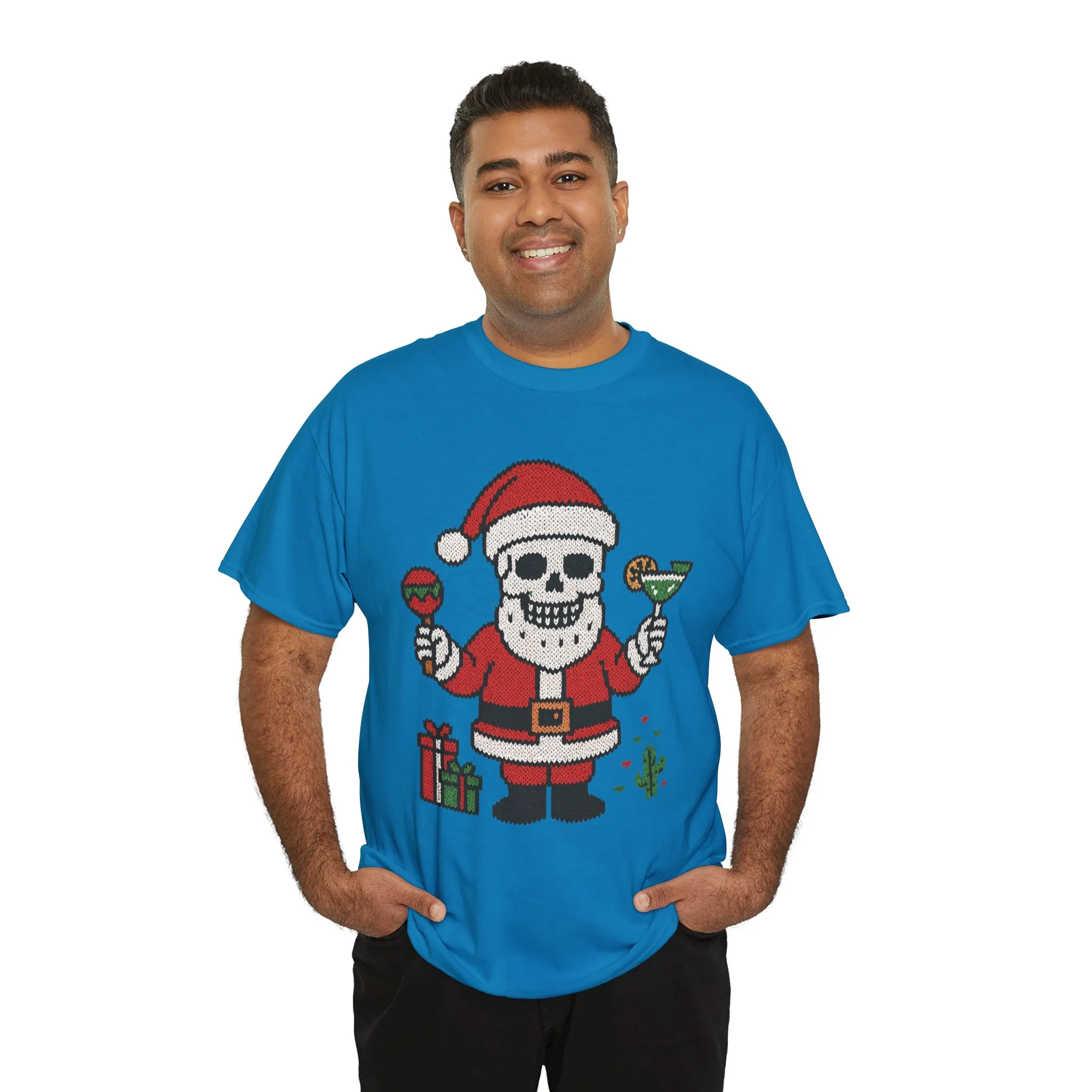 Funny Santa Skull Christmas Men's Shirt, Holiday Margarita Tee for Men - Image 21