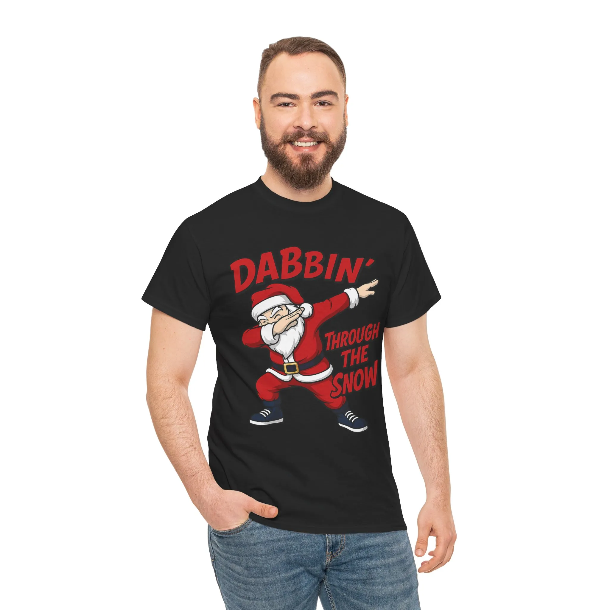 Dabbin Through The Snow Santa Men's Christmas T-Shirt, Funny Holiday Tee