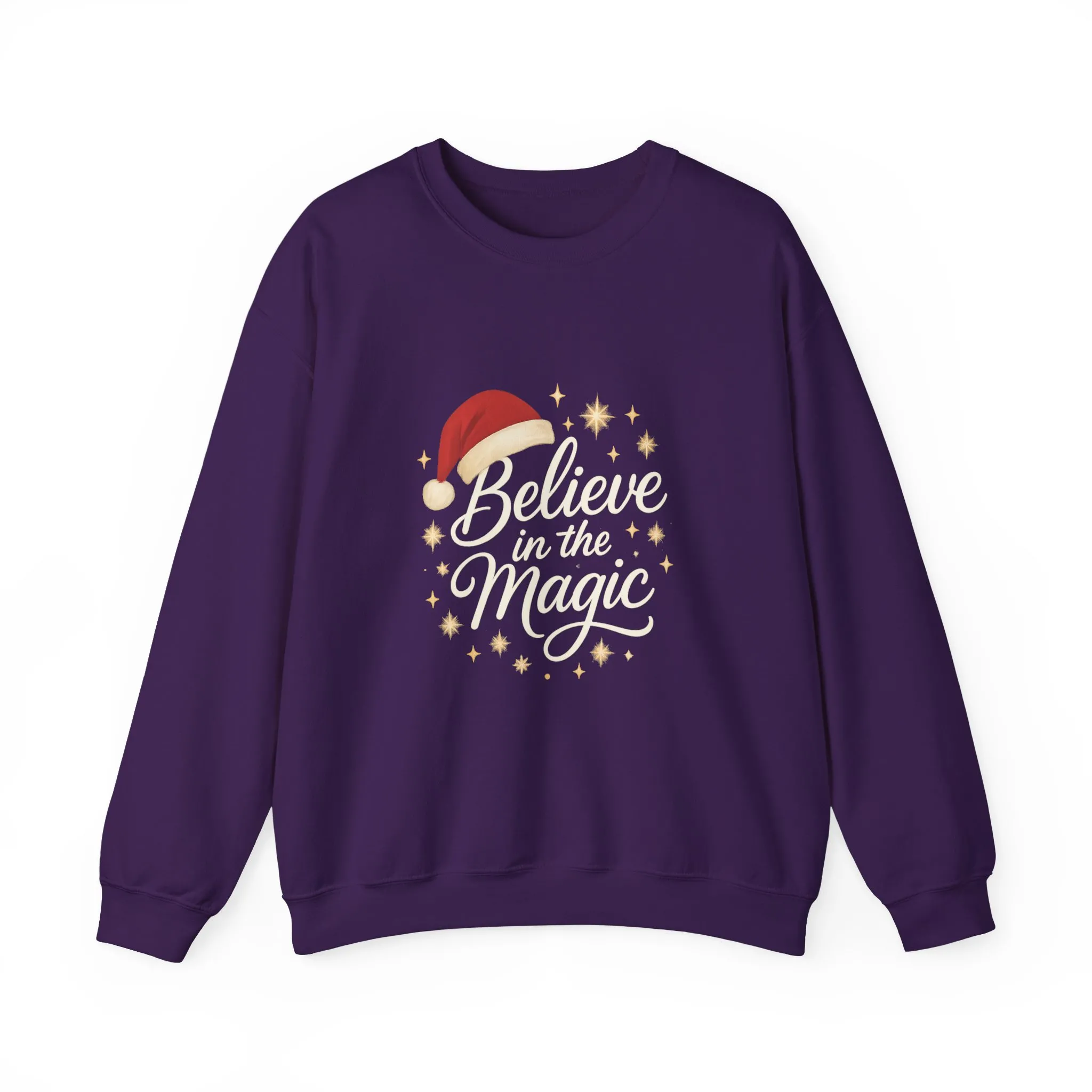 Believe in the Magic Women's Christmas Shirt, Santa Hat Holiday Cozy Sweatshirt, Women's Heavy Blend™ Crewneck Sweatshirt - Image 2