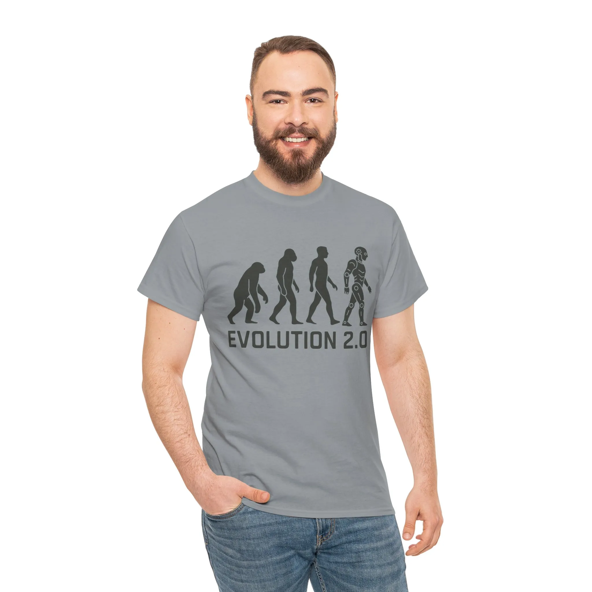Evolution 2.0 Futuristic Robot Human Evolution T-Shirt, Cyberpunk Tech Graphic Tee for Men, Modern AI Inspired Sci-Fi Shirt - Image 18