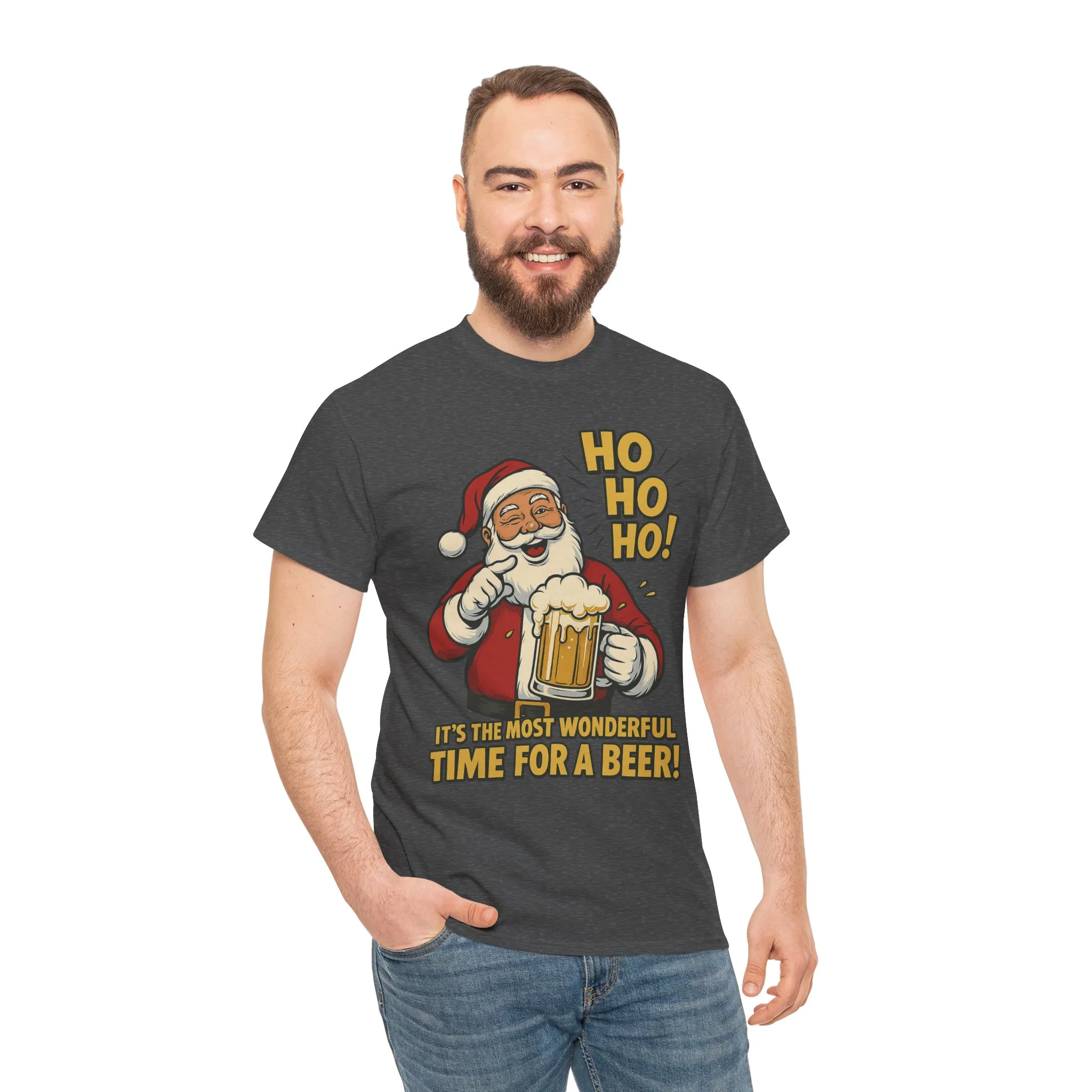 Funny Santa Beer Christmas T-Shirt, Men's Holiday Party Tee - Image 23