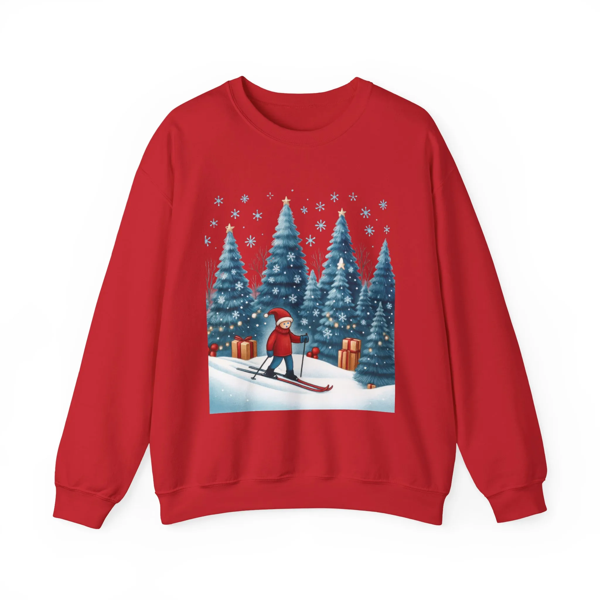 Womens Christmas Skiing Sweatshirt, Cozy Winter Holiday Pullover, Women's Heavy Blend™ Crewneck Sweatshirt - Image 25