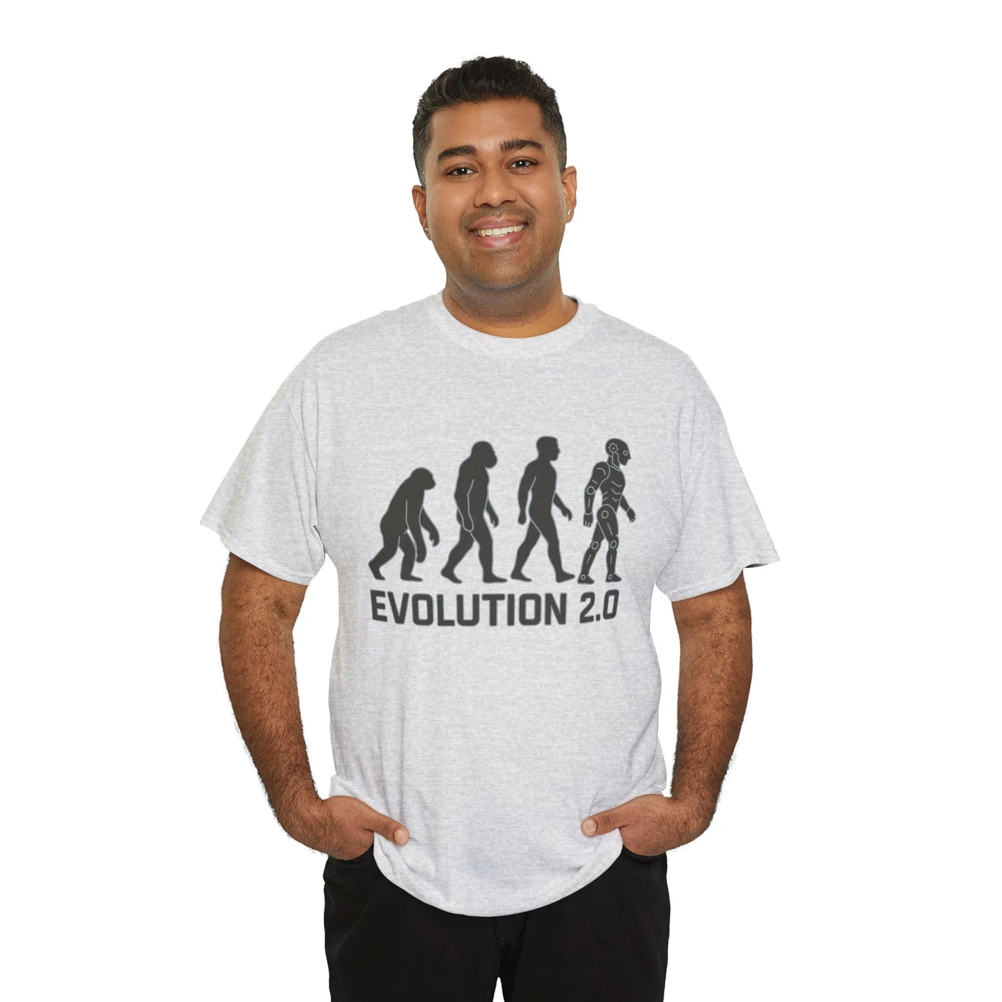 Evolution 2.0 Futuristic Robot Human Evolution T-Shirt, Cyberpunk Tech Graphic Tee for Men, Modern AI Inspired Sci-Fi Shirt - Image 4