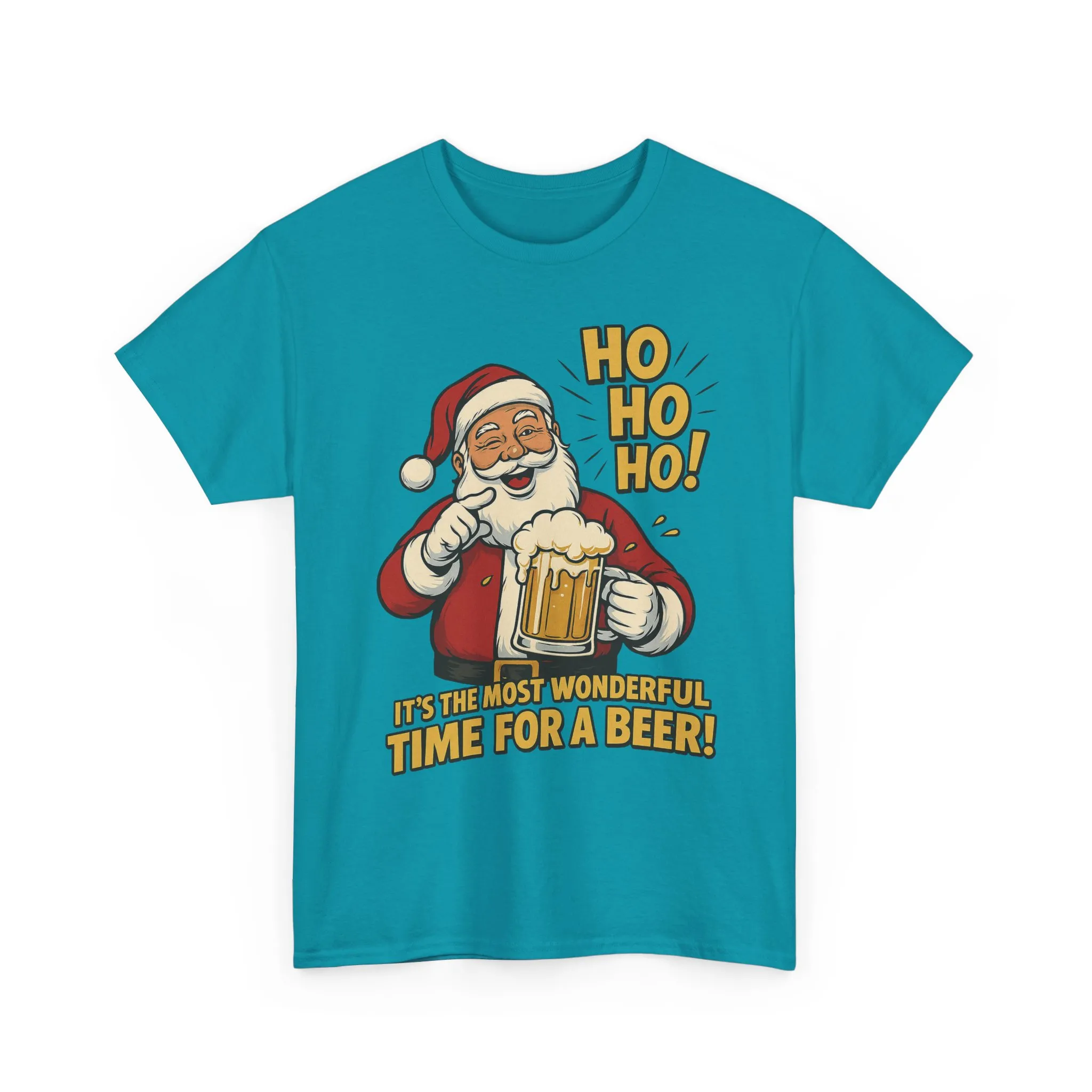 Funny Santa Beer Christmas T-Shirt, Men's Holiday Party Tee - Image 25