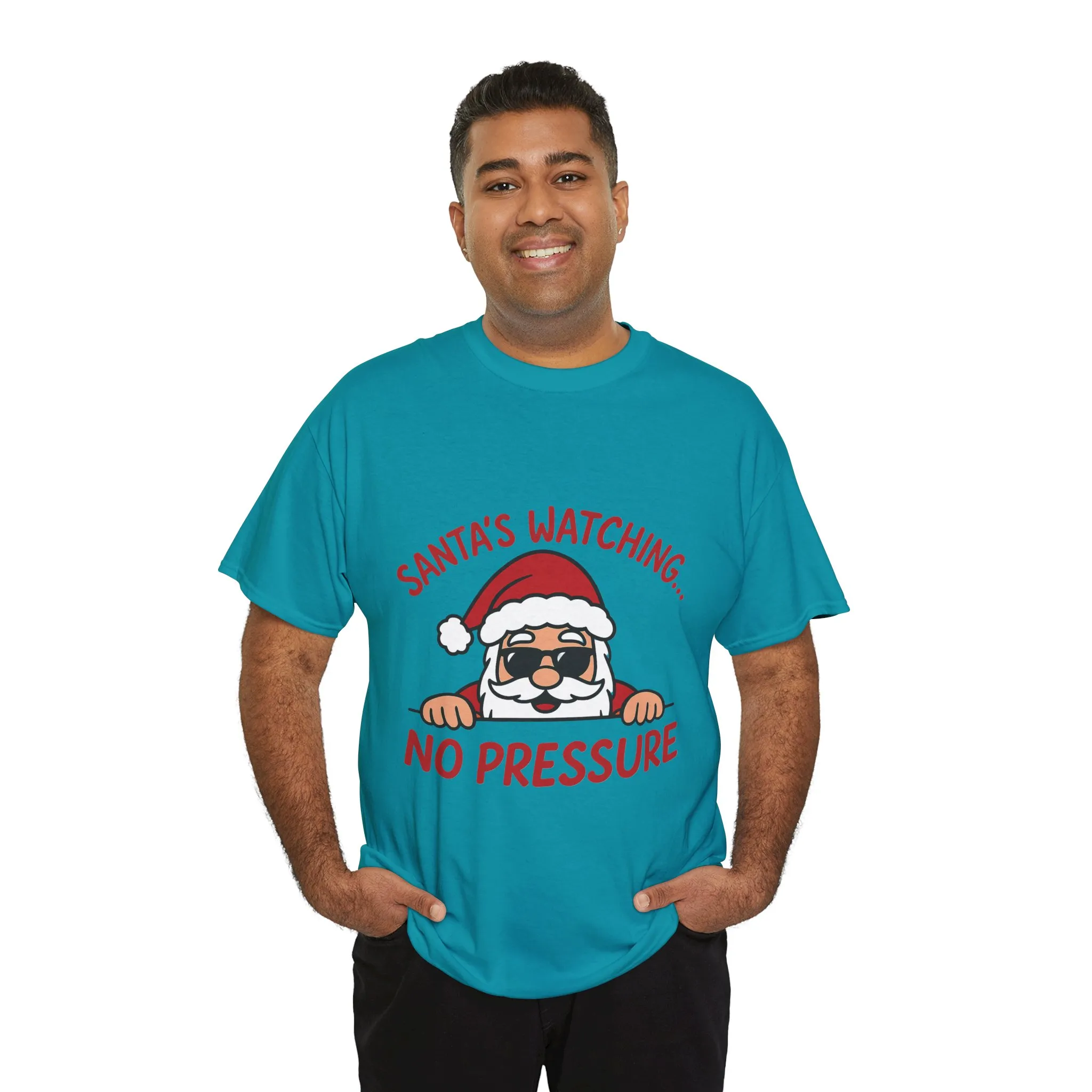 Santa's Watching No Pressure Men's Christmas T-Shirt, Funny Holiday Tee - Image 15