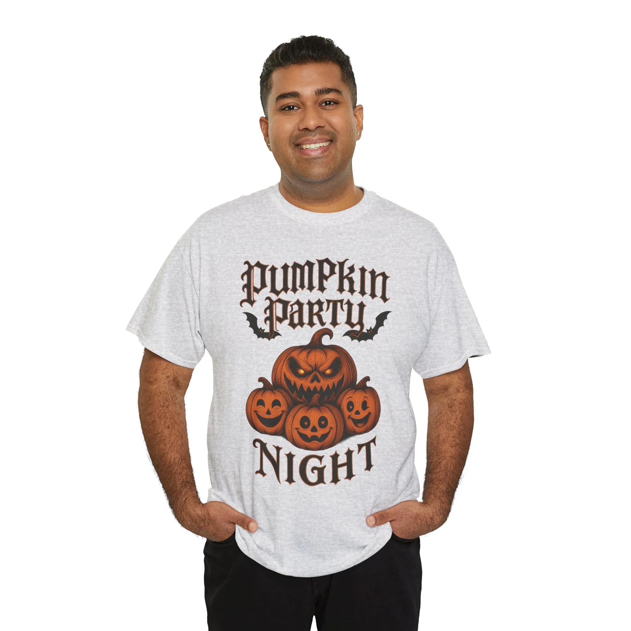 Pumpkin Party Night Men's Halloween T-Shirt, Scary Jack-O-Lantern Pumpkin Graphic Tee for Him - Image 6