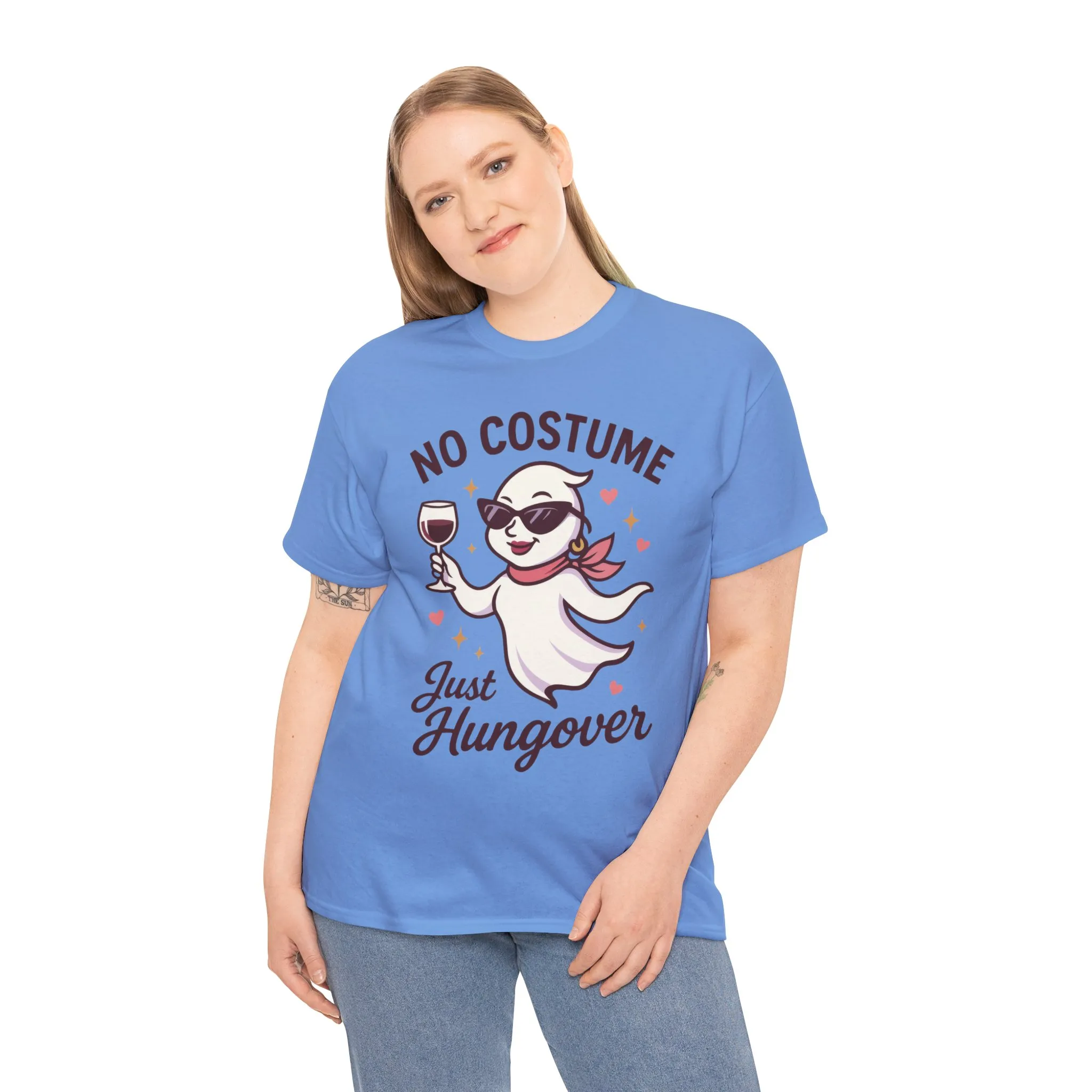 No Costume Just Hungover Women's T-Shirt, Funny Ghost Wine Halloween Party Graphic Tee - Image 15