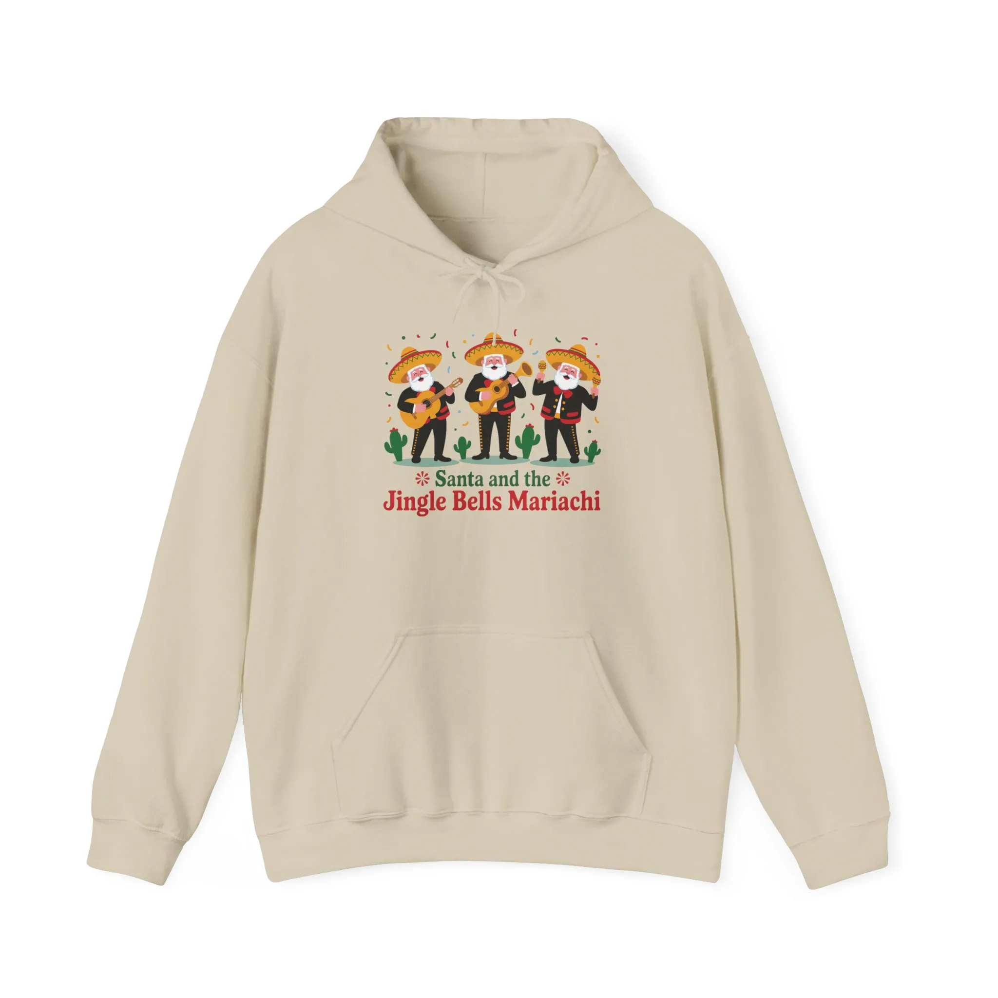 Santa and the Jingle Bells Mariachi Hoodie, Funny Mexican Santa Christmas Hoodie, Latin Fiesta Holiday Sweatshirt - Image 9