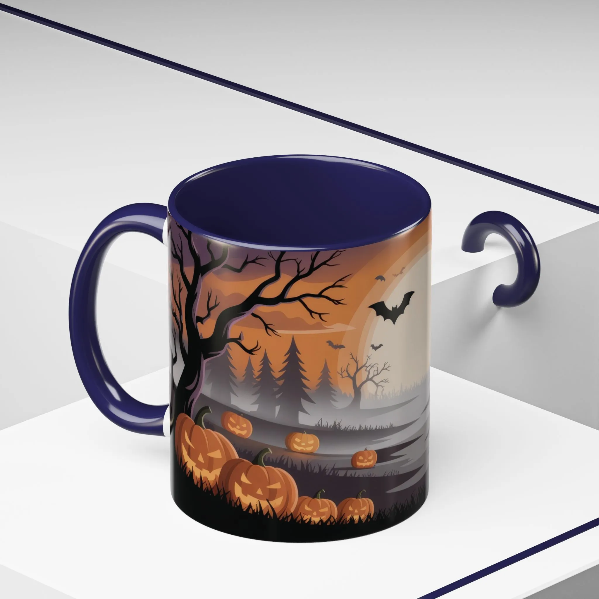 Halloween Pumpkin Forest Mug, Spooky Sunset Landscape Coffee Cup, Gothic Fall Gift for Her - Him, Accent Coffee Mug (11, 15oz) - Image 10