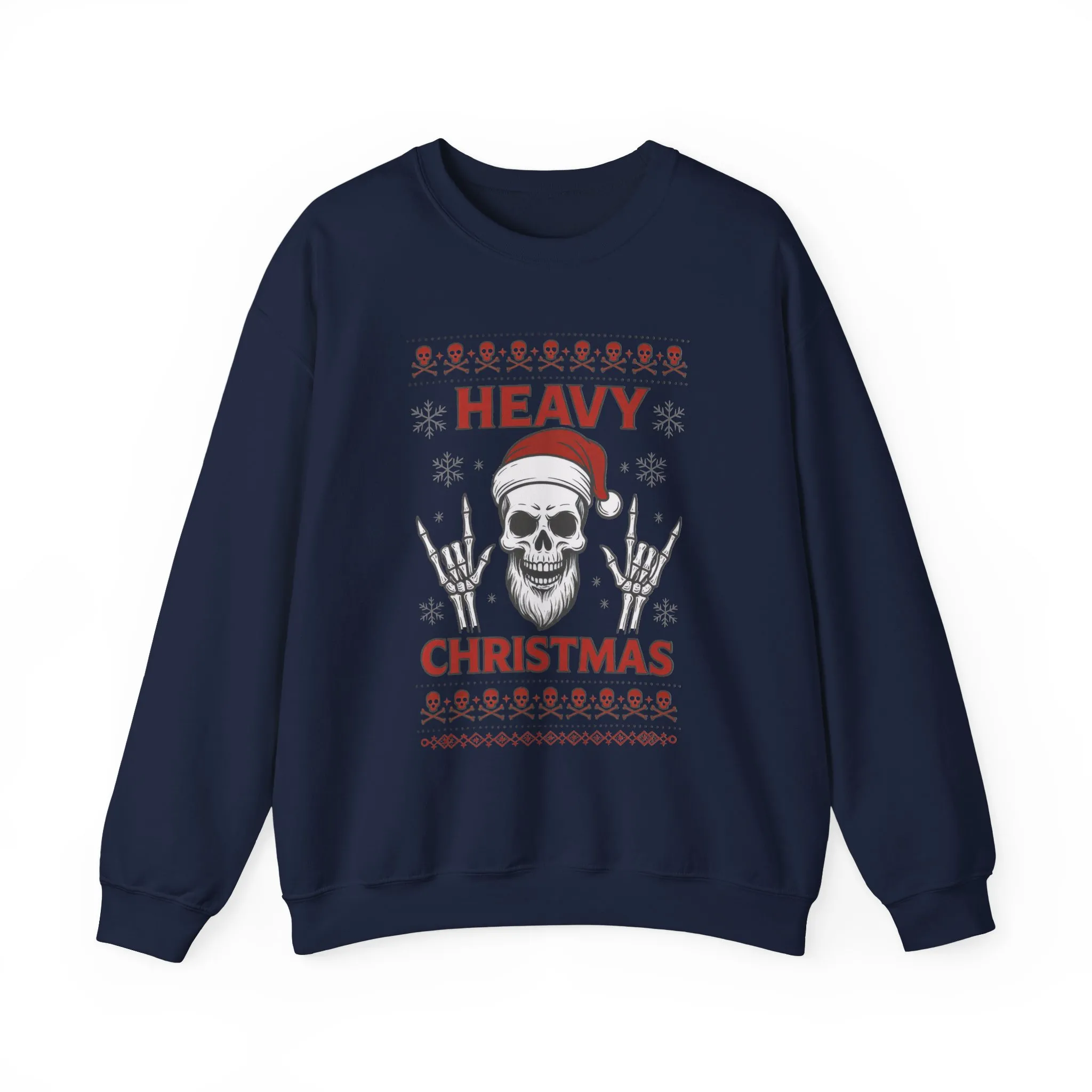 Heavy Christmas Men's Sweatshirt, Metal Santa Skull Holiday Pullover for Men - Image 2